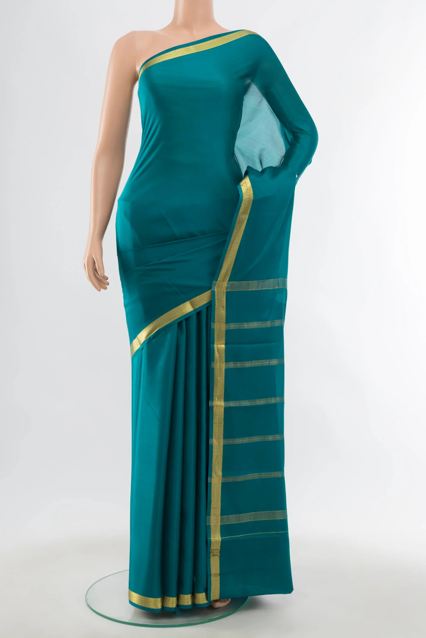 Dark Blue Mysore Crepe Saree