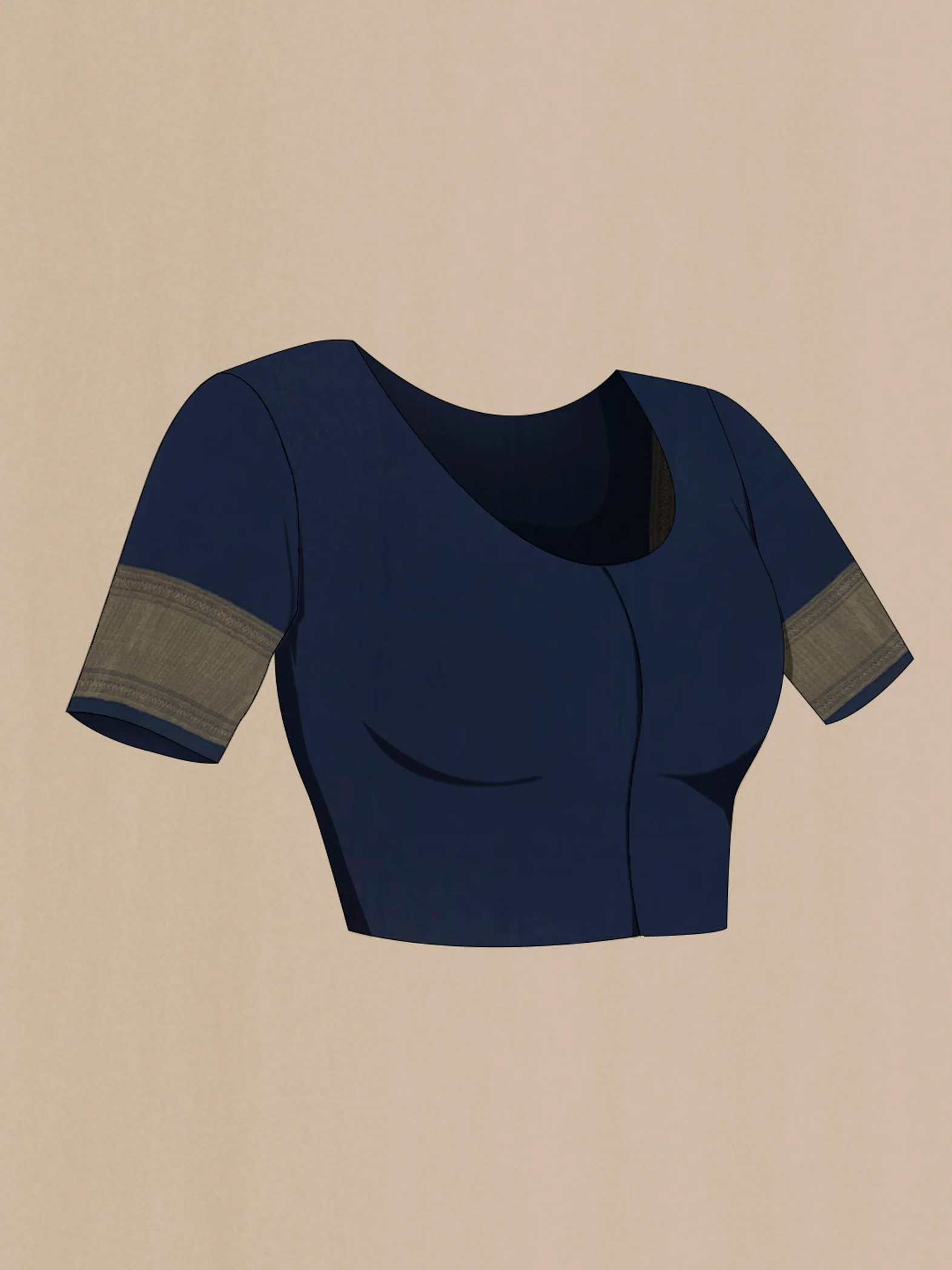 Navy Blue Mysore Crepe Saree - Image 2