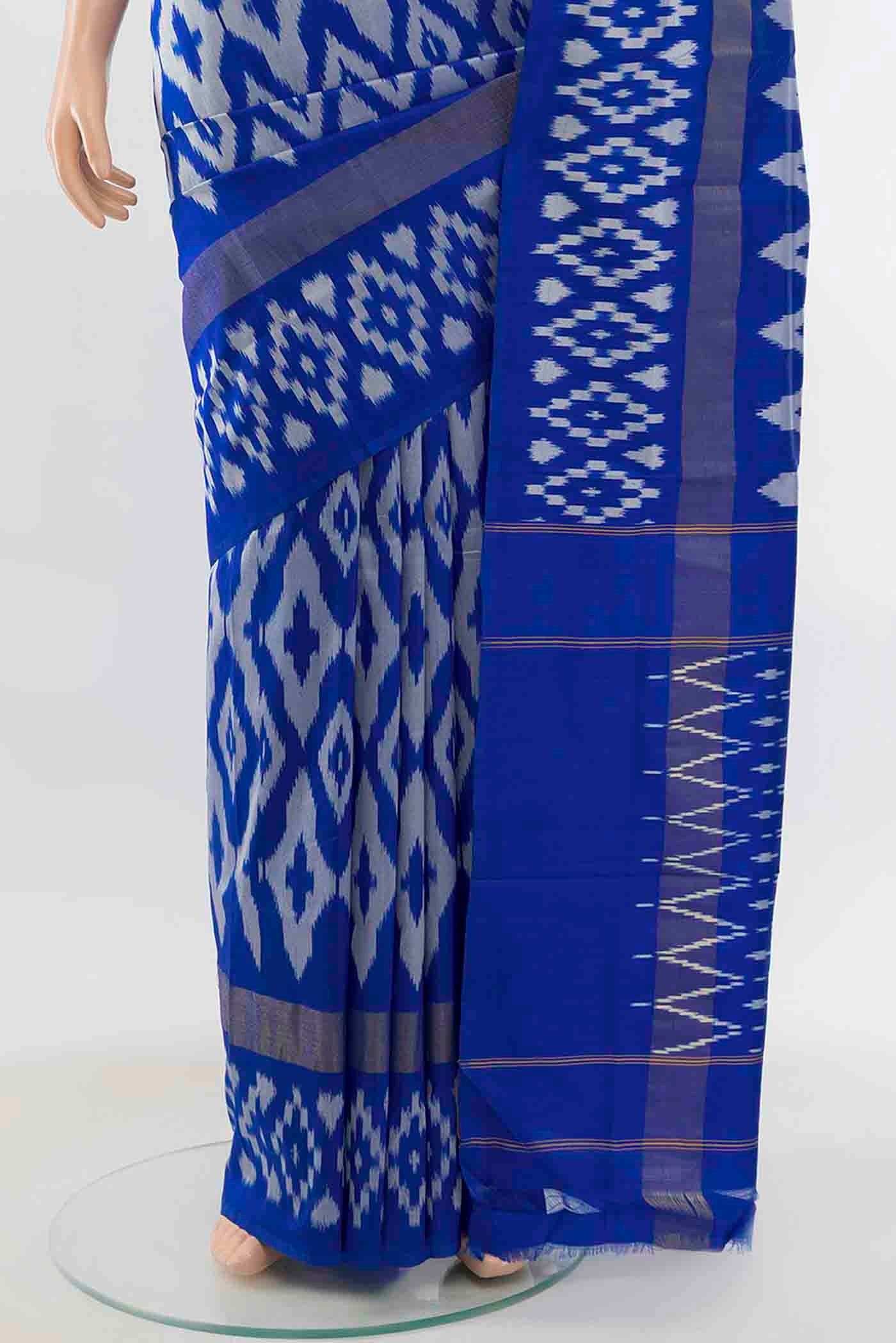 Dark Blue Pochampally Saree - Image 3