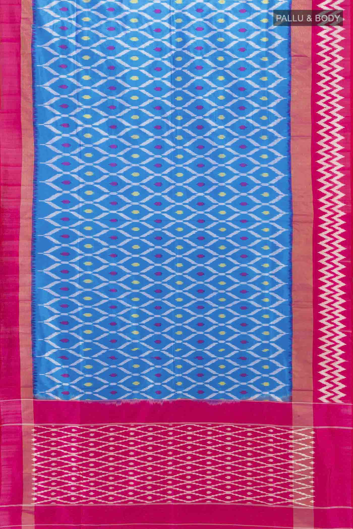 Blue Pochampally Silk Saree - Image 5