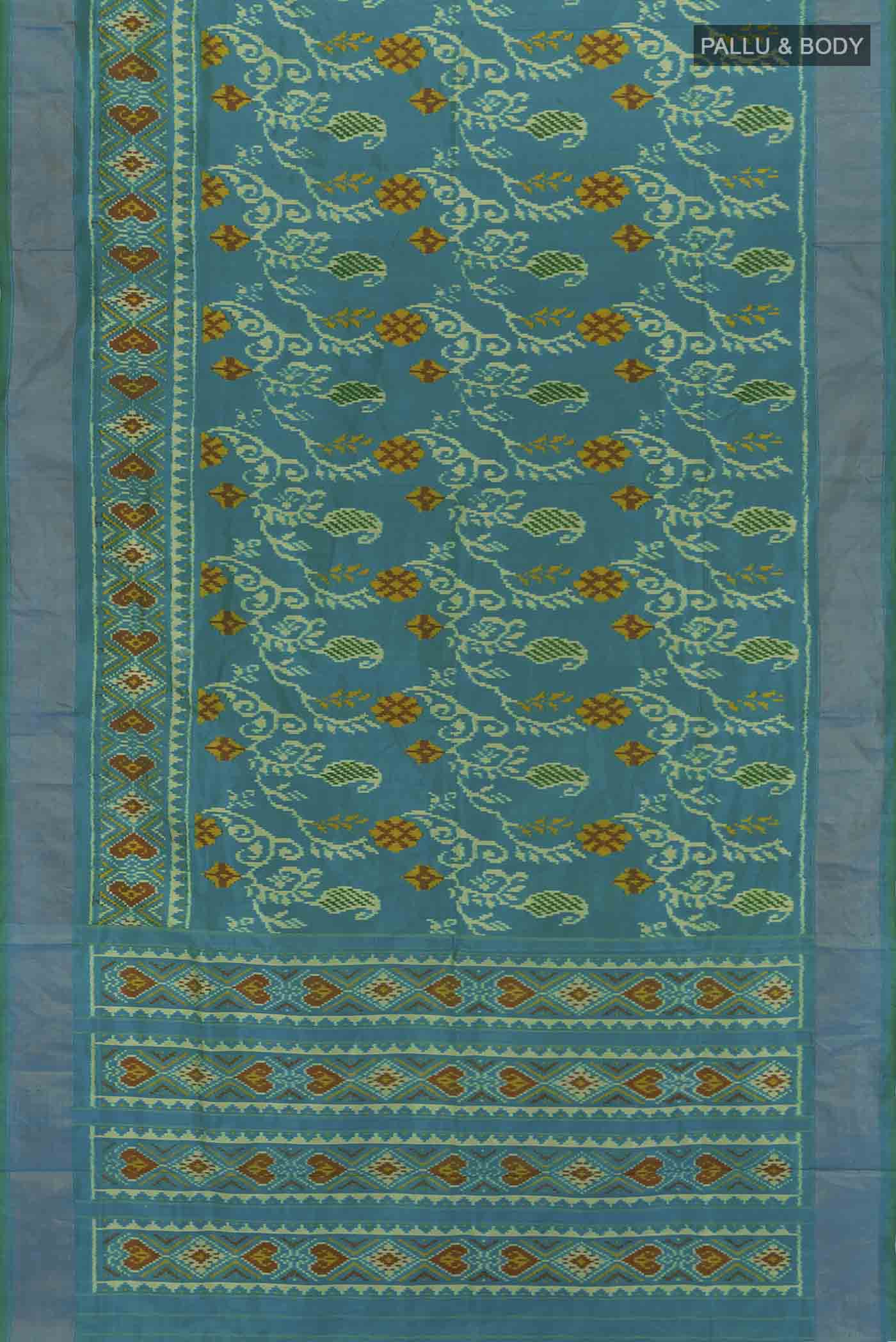 Dark Blue Pochampally Silk Saree - Image 5
