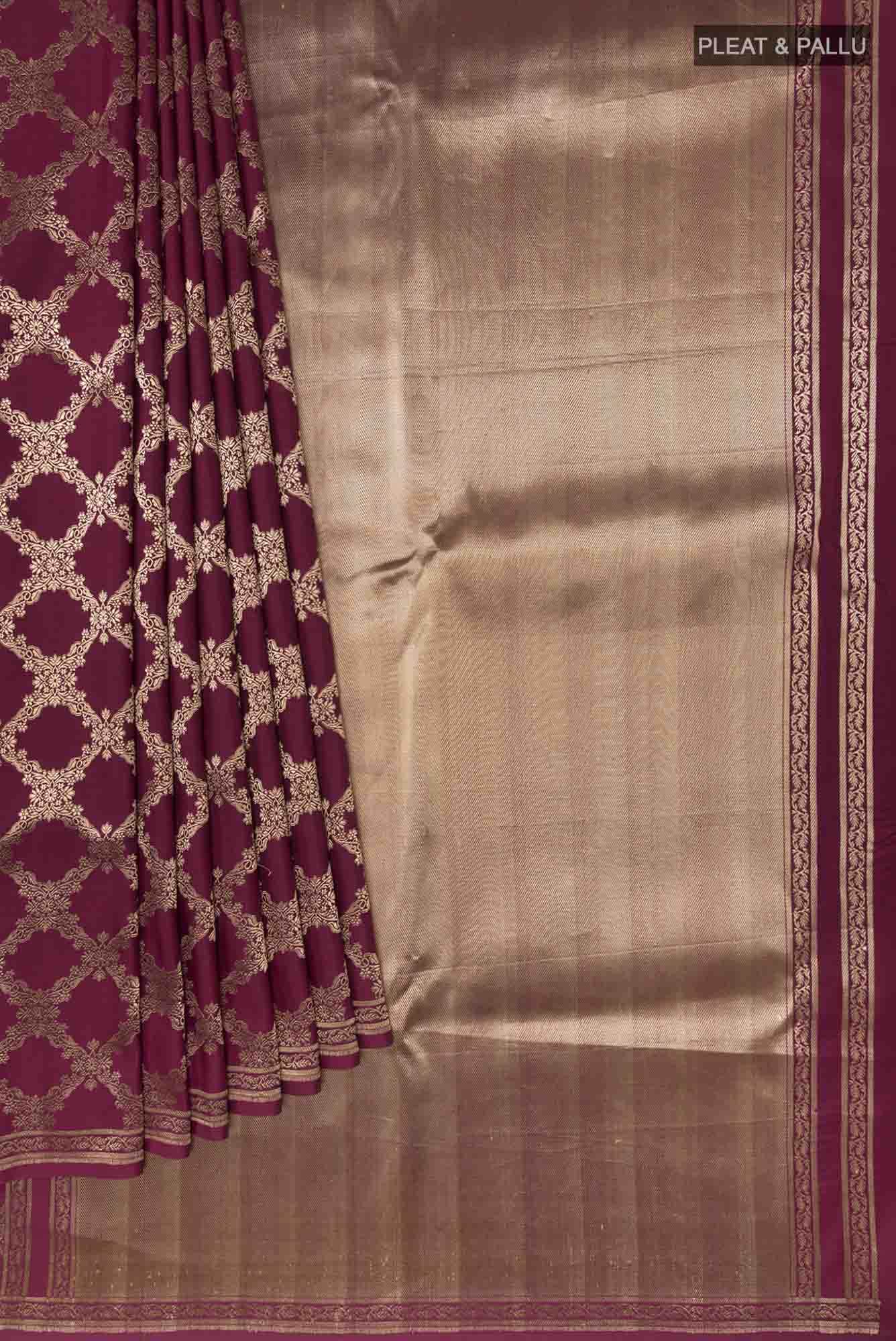 Chitrangada-Maroon Banarasi Silk Saree - Image 4