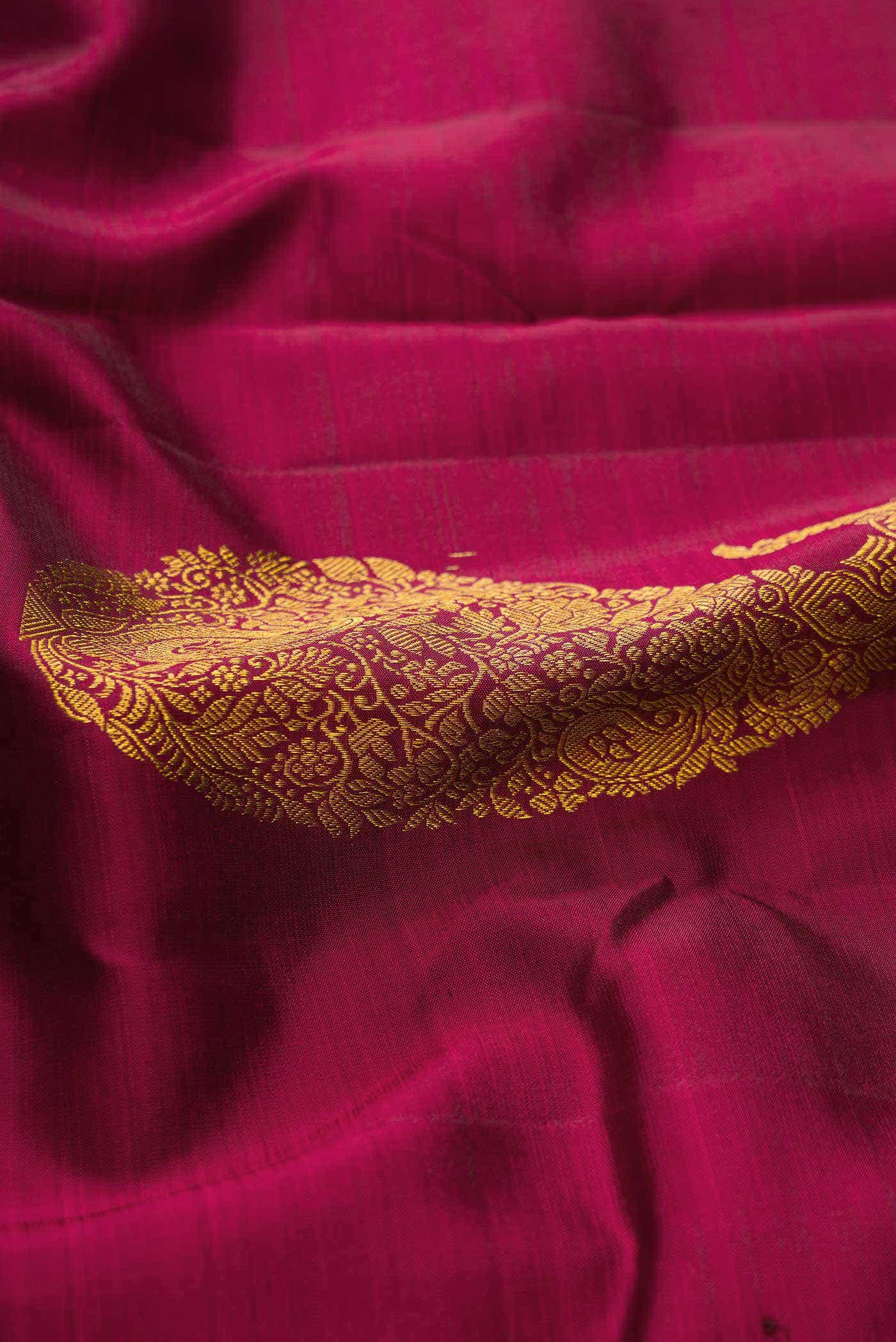 Dark Mauve Dual Tone Kanchipuram Silk Saree - Image 3