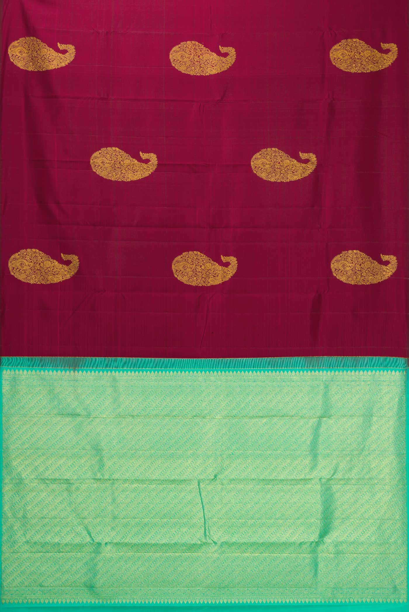 Dark Mauve Dual Tone Kanchipuram Silk Saree - Image 4