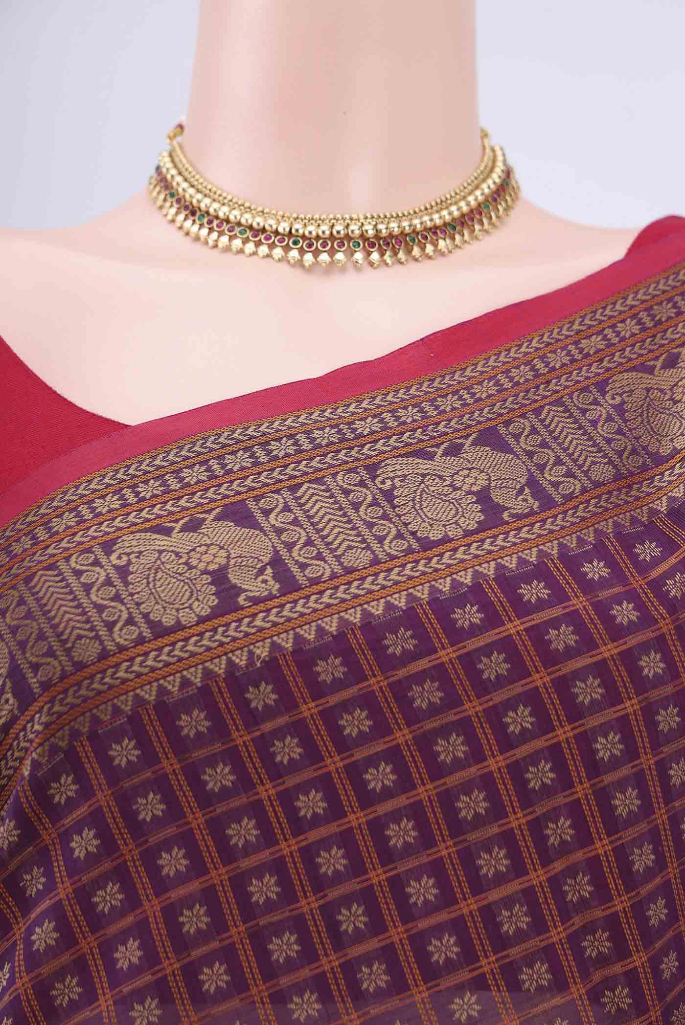Purple Kanchi Cotton Saree - Image 2