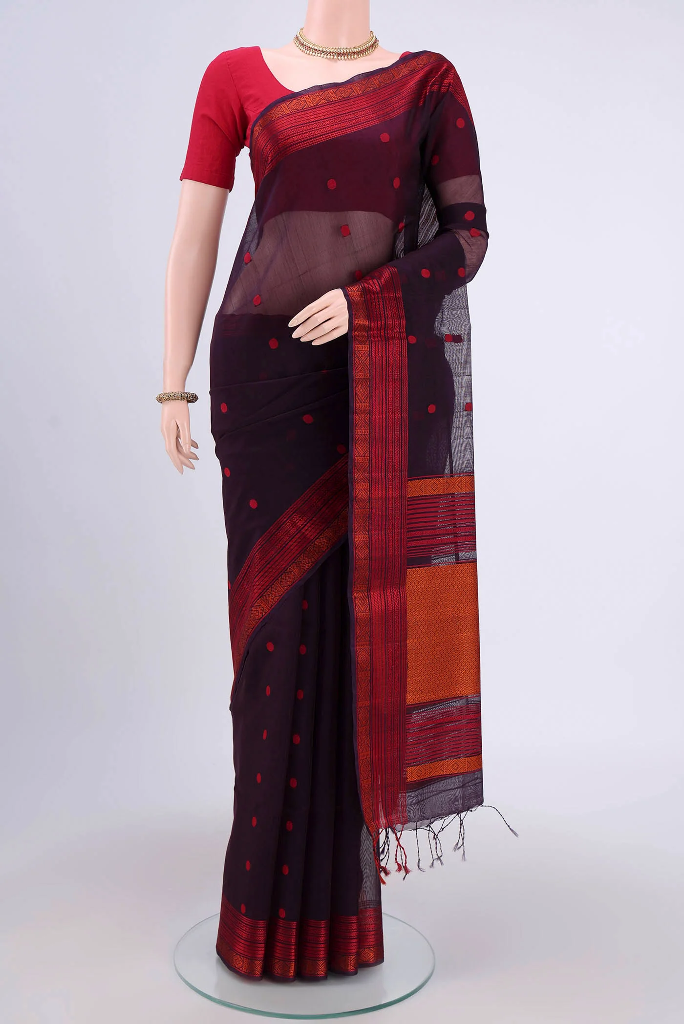 Navy Blue Silk Cotton Saree