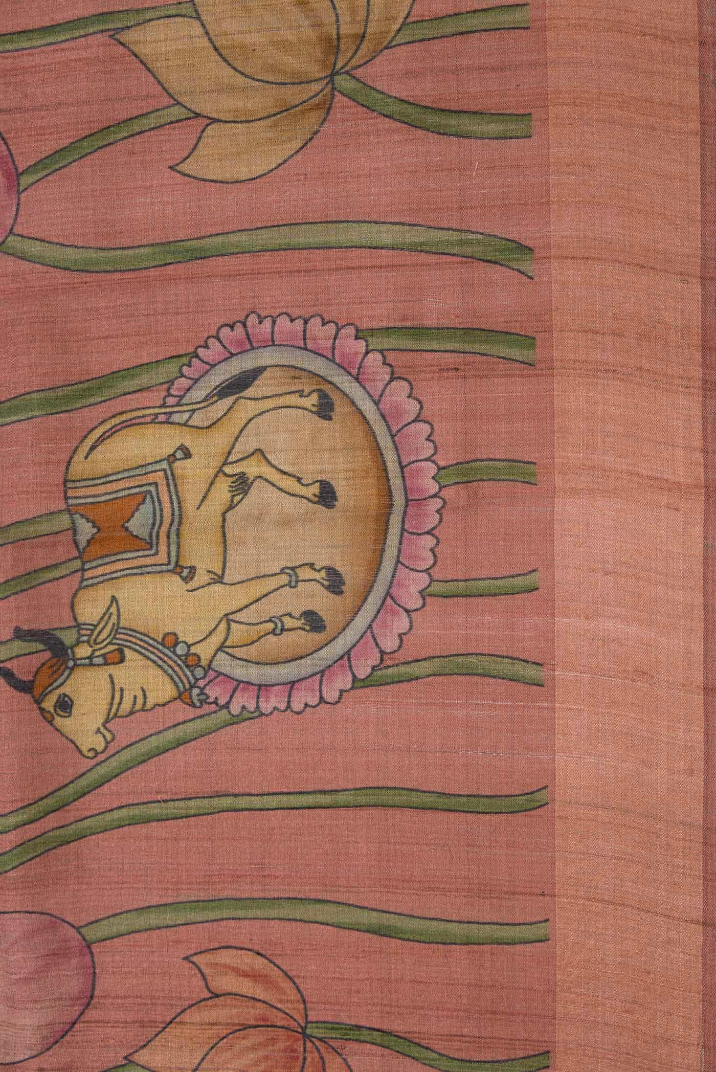 Dark Mauve Tussar Silk Saree - Image 3