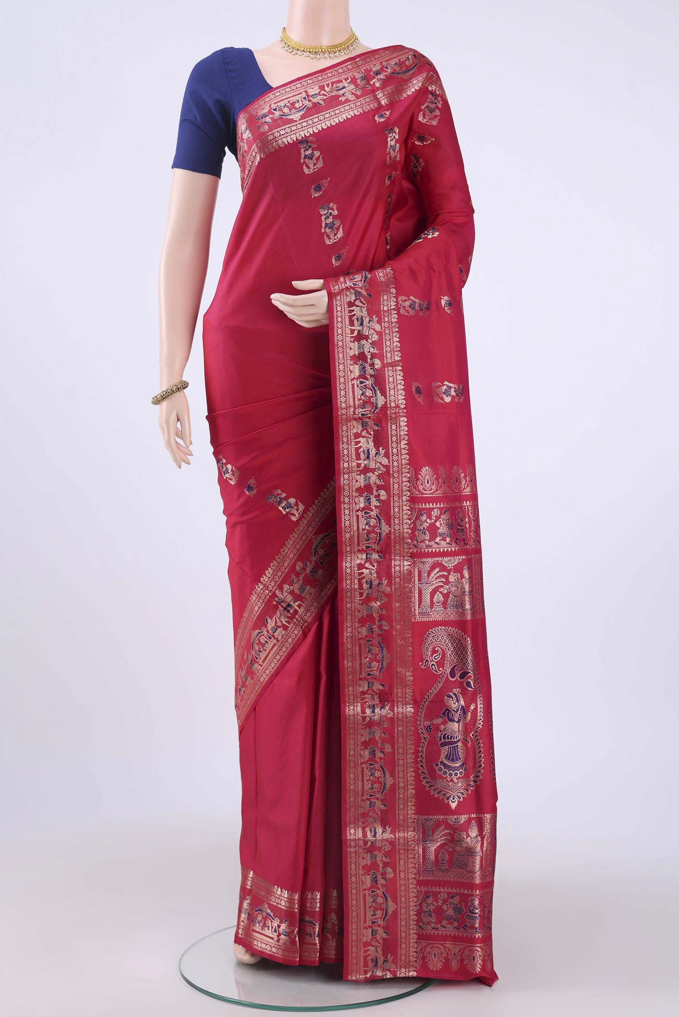 Dark Pink Baluchari Silk Saree