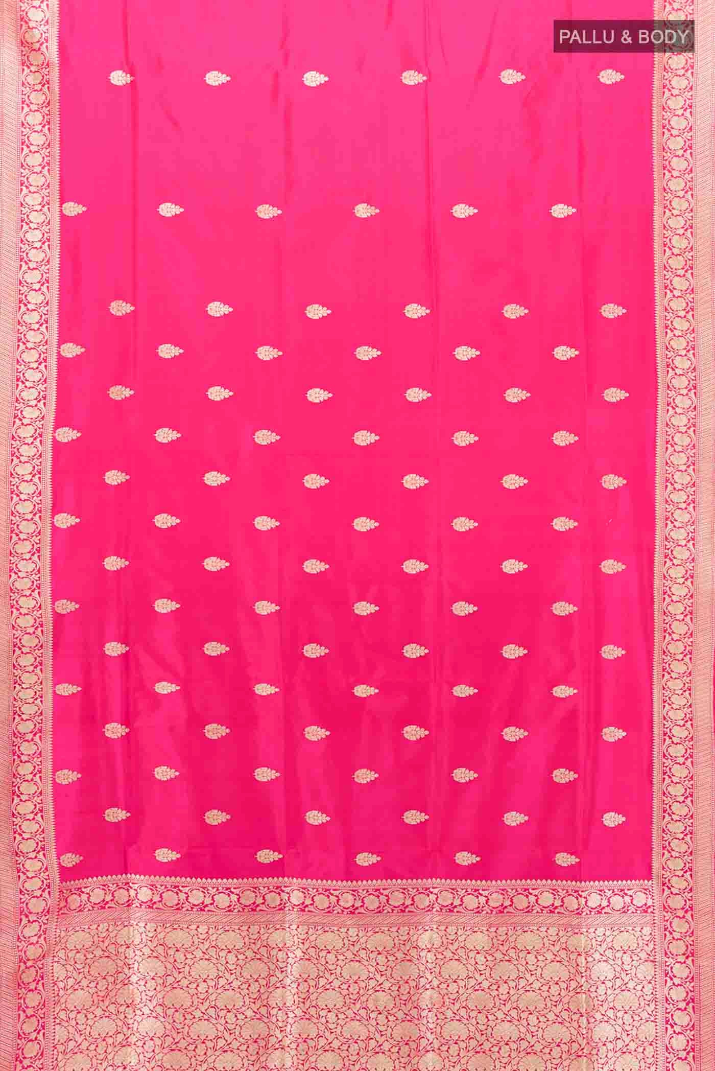 Dark Pink Banarasi Katan Silk Saree - Image 5