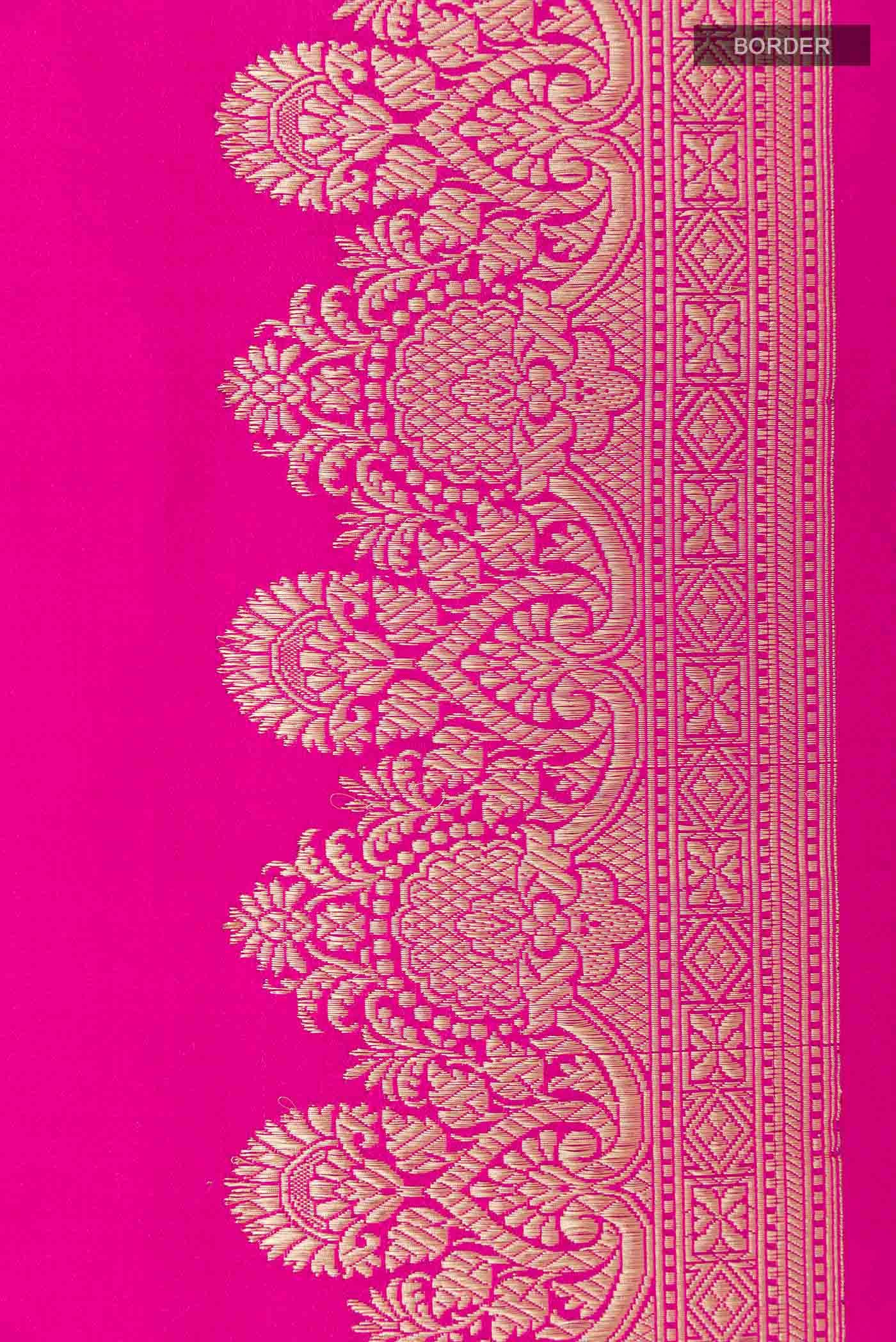 Dark Pink Banarasi Katan Silk Saree - Image 5