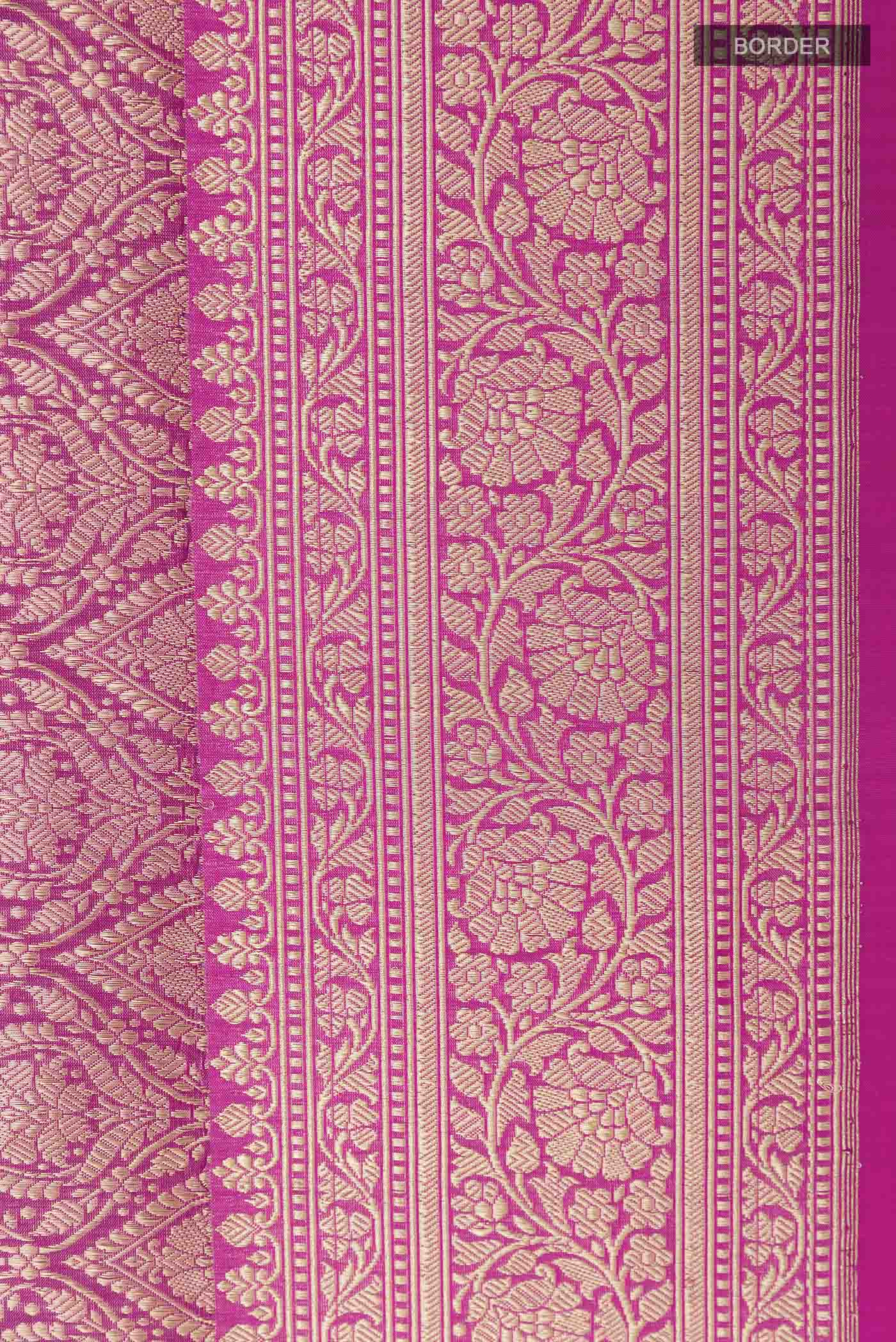 Dark Pink Banarasi Silk Saree - Image 3