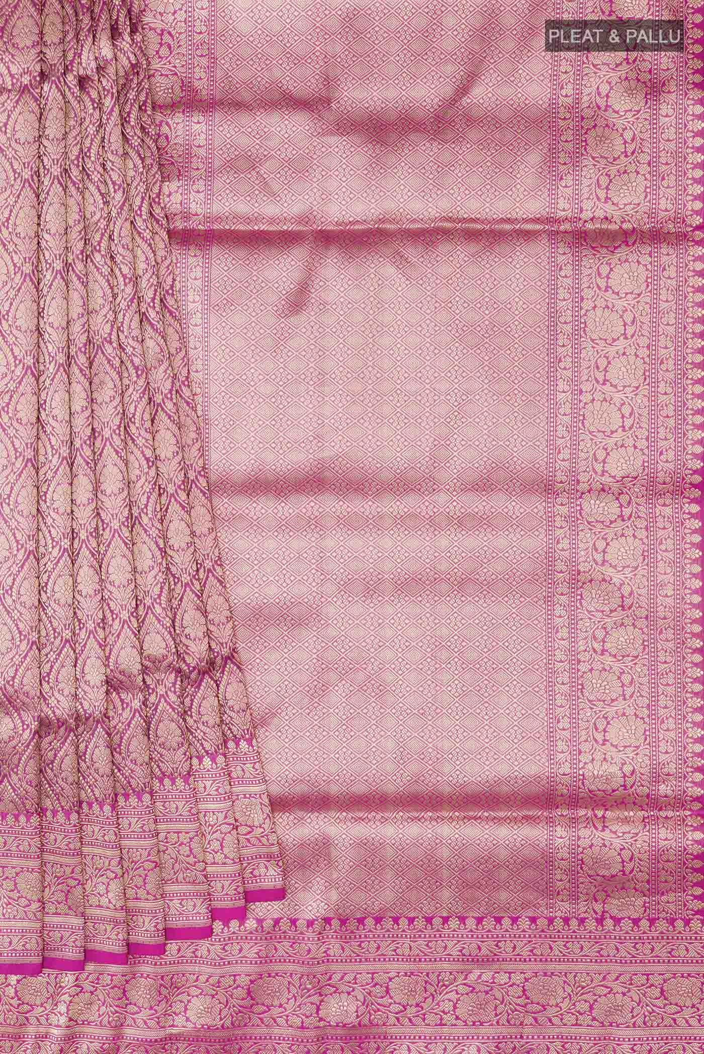 Dark Pink Banarasi Silk Saree - Image 4