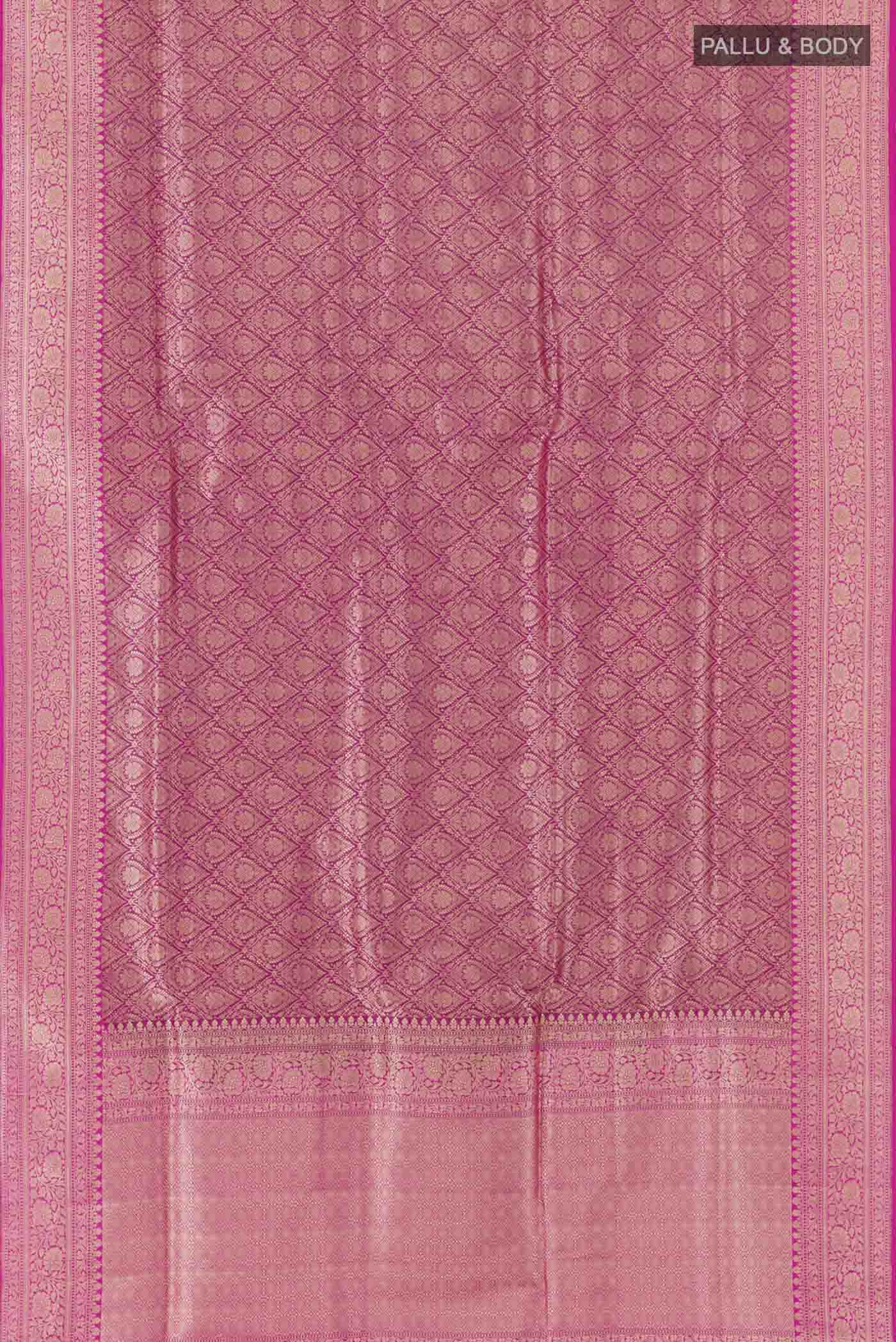 Dark Pink Banarasi Silk Saree - Image 6