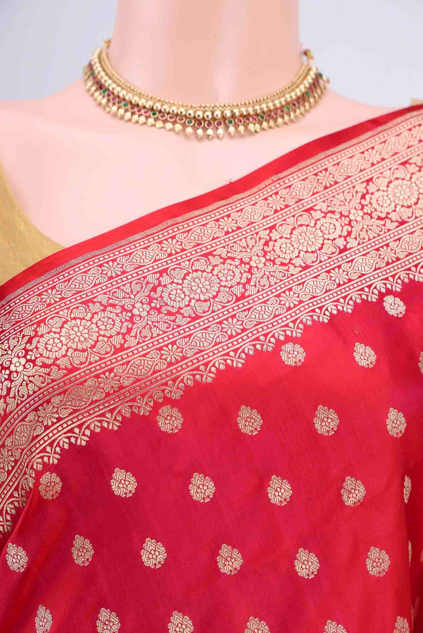 Dark Pink Banarasi Silk Saree - Image 2