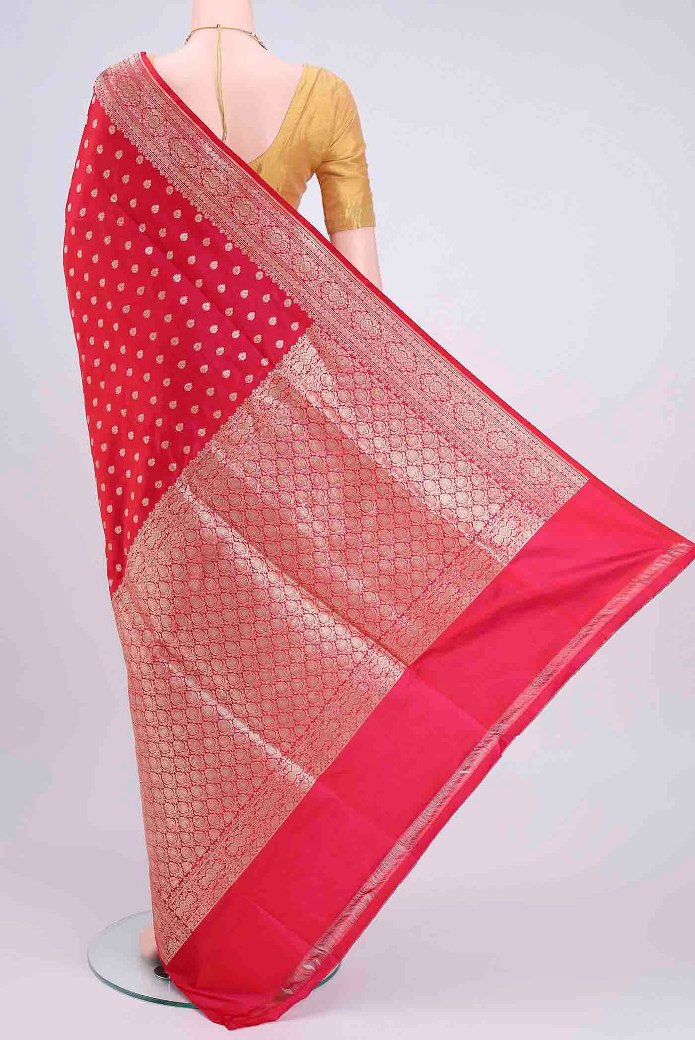 Dark Pink Banarasi Silk Saree - Image 3