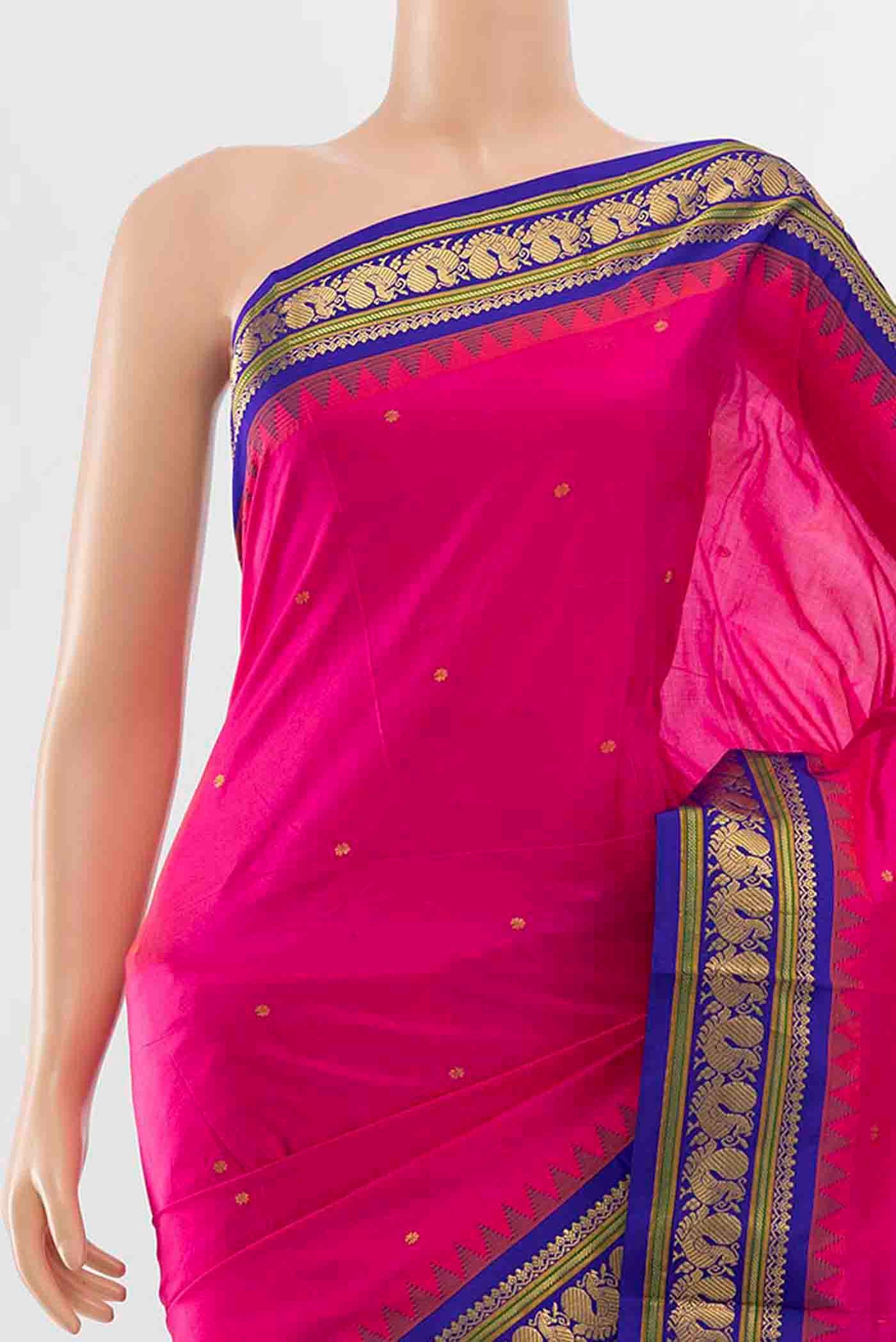 Dark Pink Bangalore Silk - kadyal Saree - Image 2