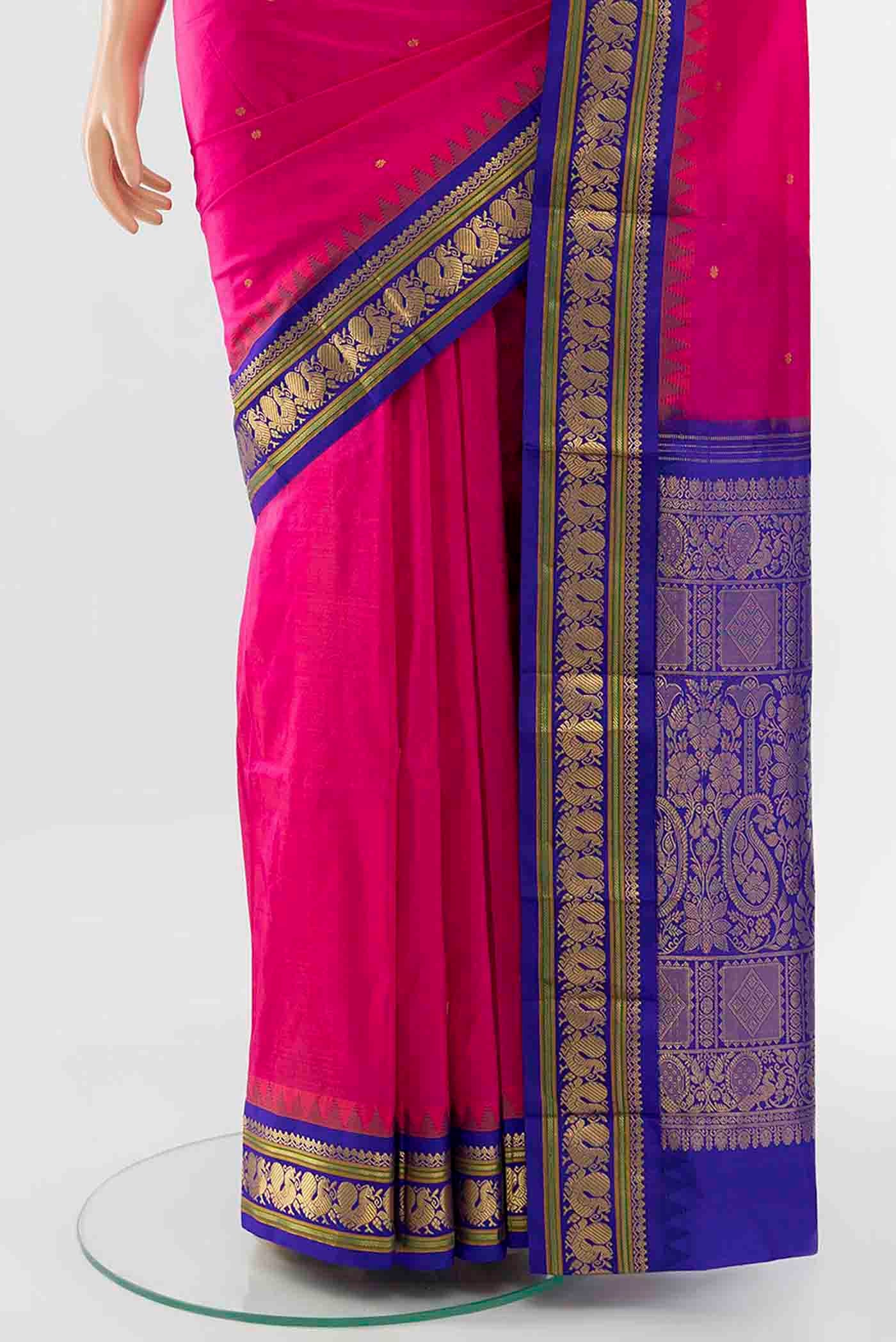 Dark Pink Bangalore Silk - kadyal Saree - Image 3