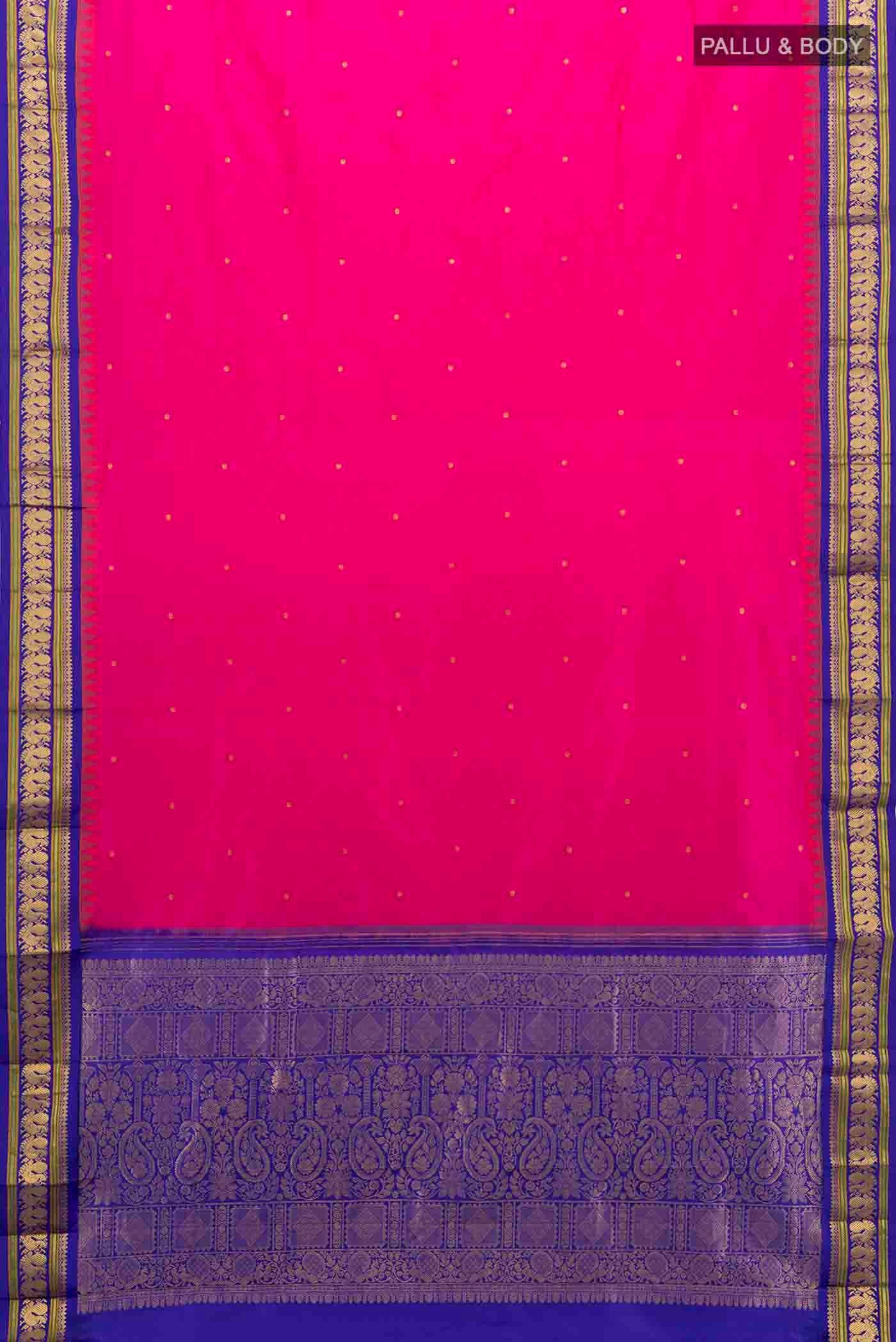 Dark Pink Bangalore Silk - kadyal Saree - Image 5