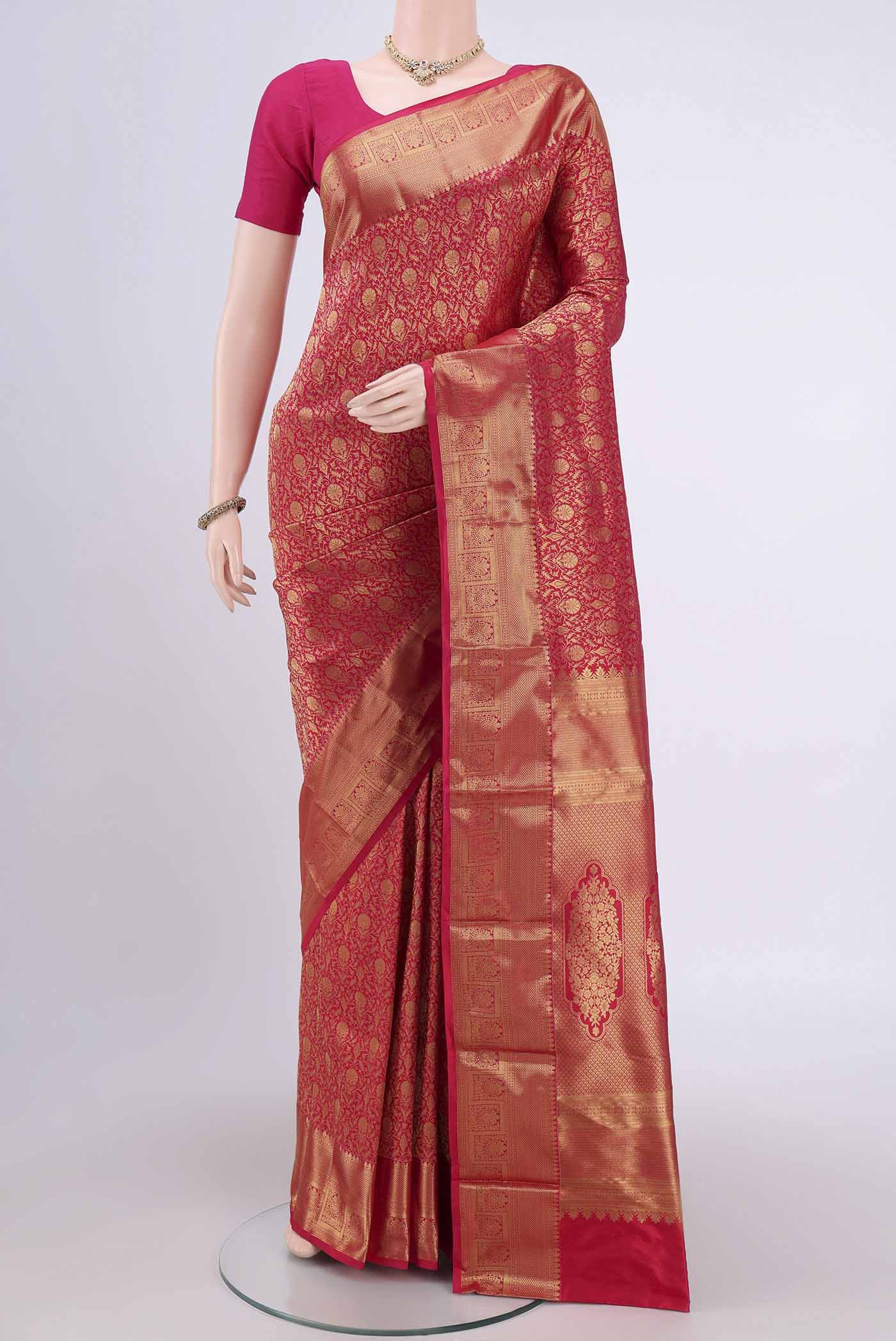 Dark Pink Bangalore Silk Saree