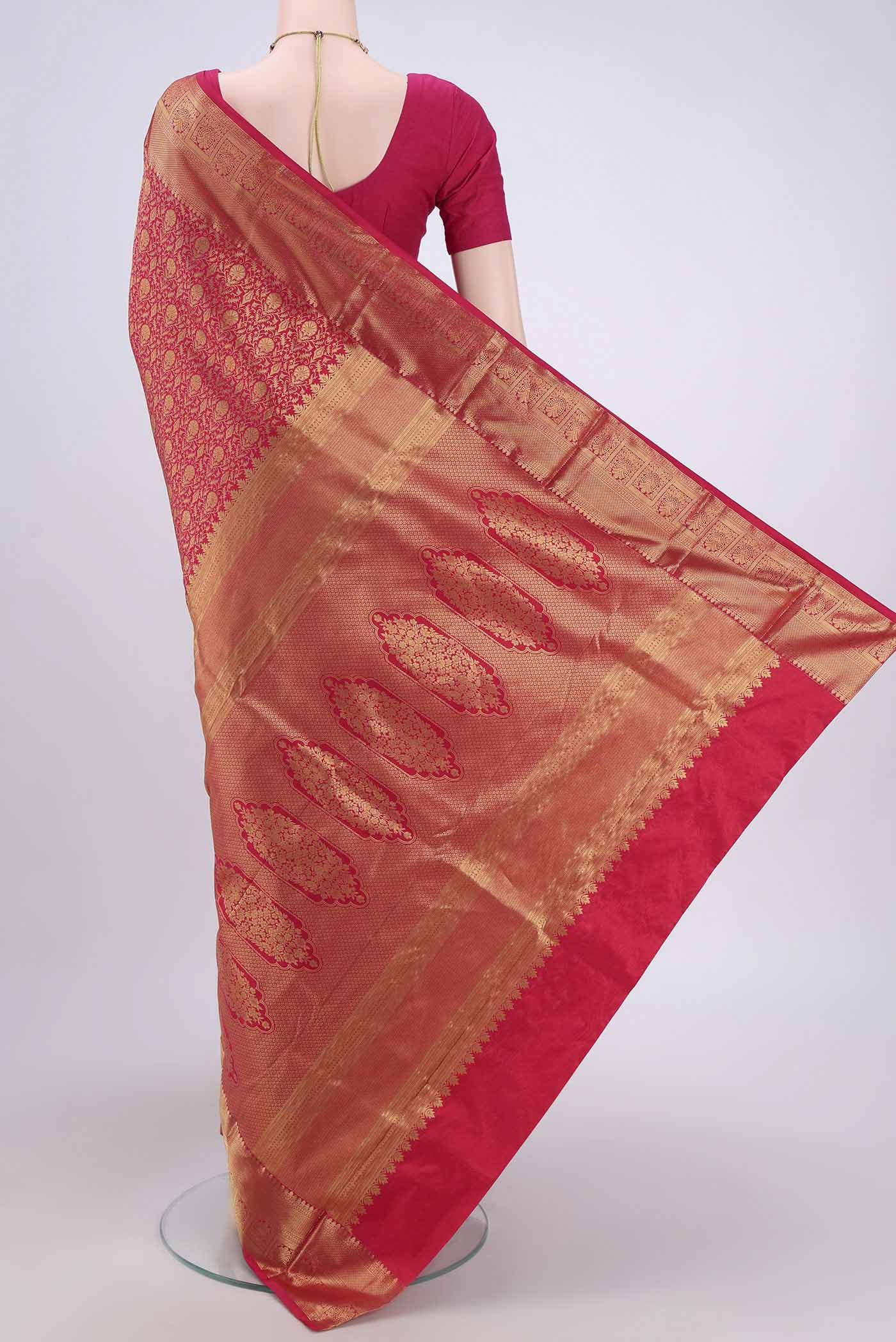 Dark Pink Bangalore Silk Saree - Image 3