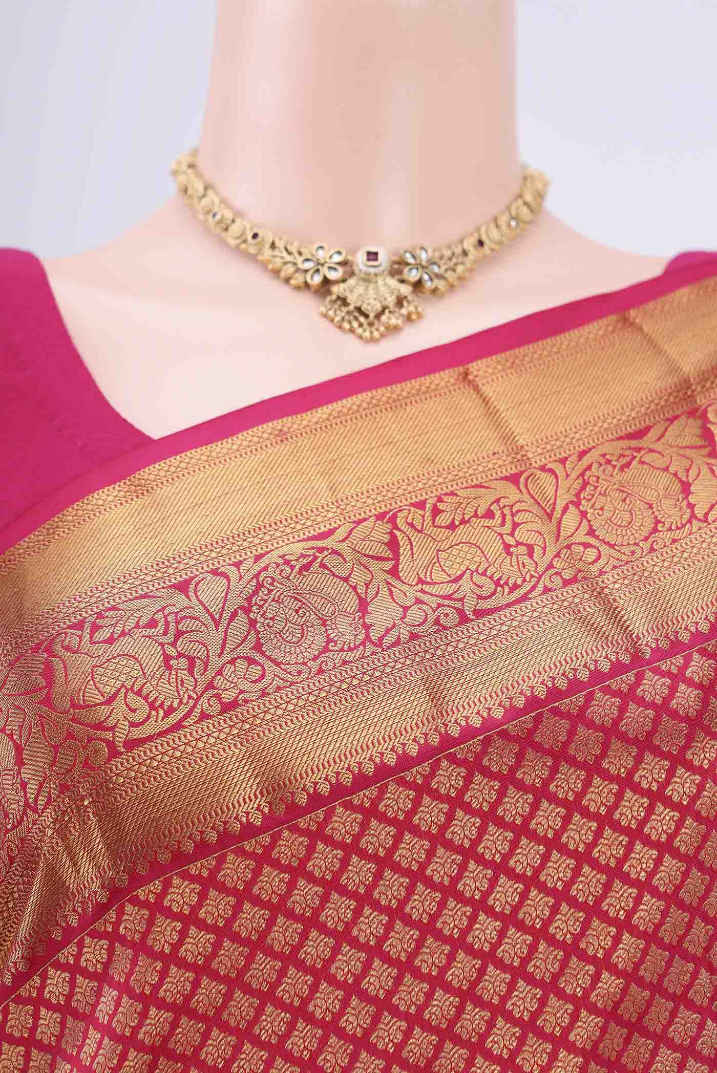 Rani Pink Bangalore Silk Saree - Image 2