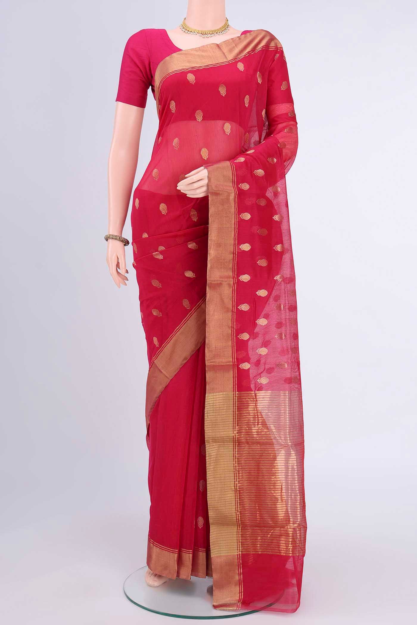 Dark Pink Chanderi Silk Saree