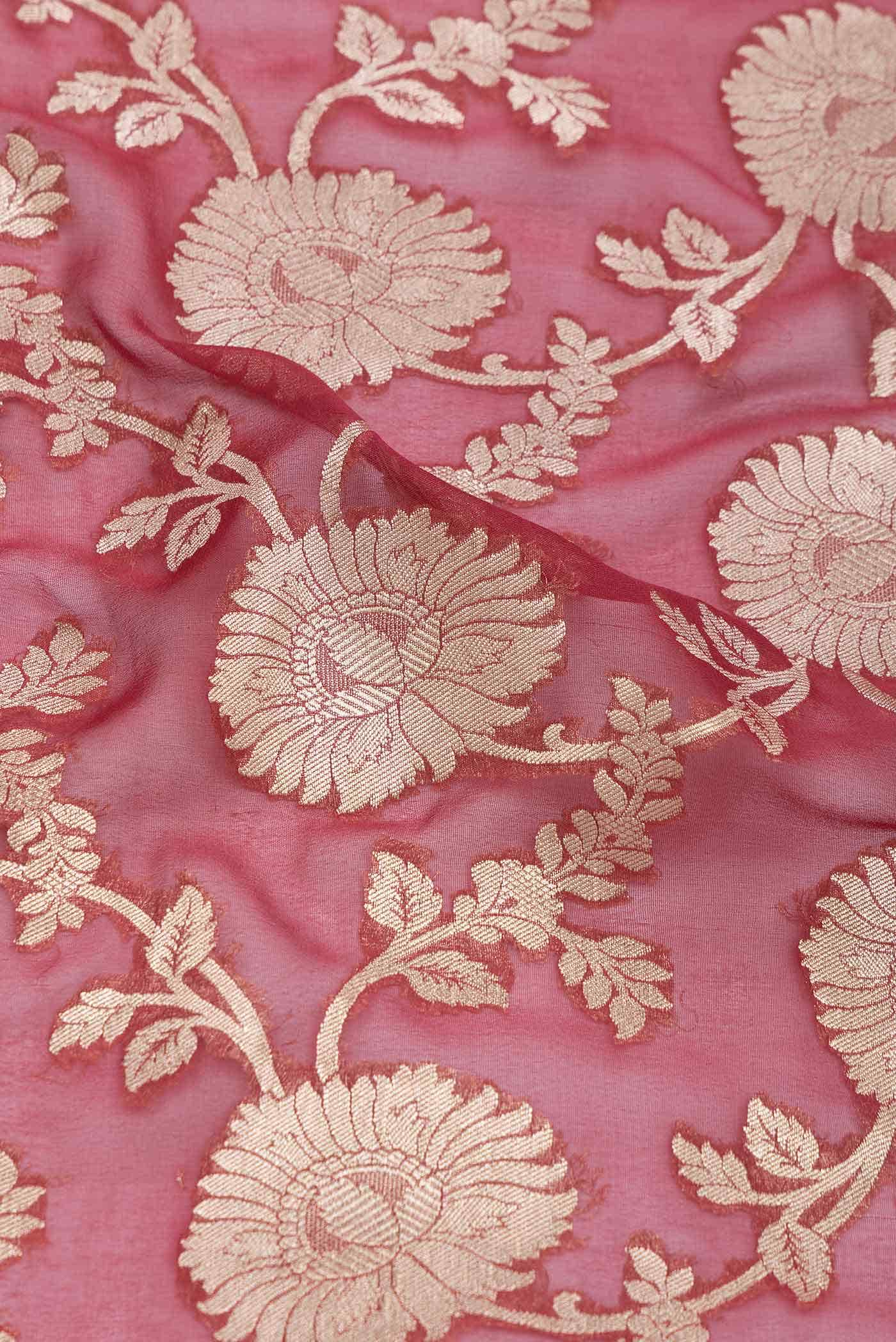 Dark Pink Dual Tone Banarasi Georgette Saree - Image 2