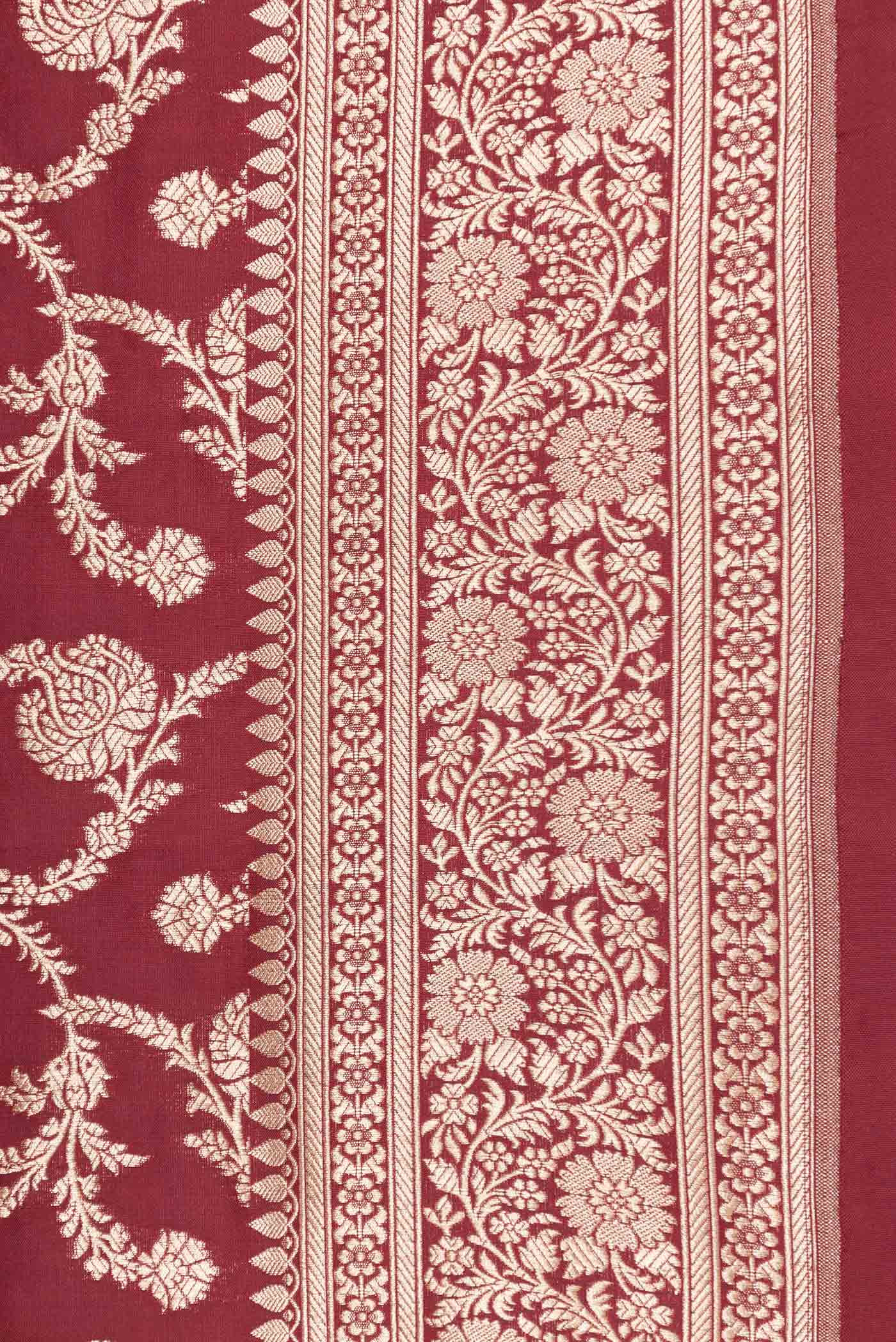 Dark Pink Dual Tone Banarasi Silk Saree - Image 3