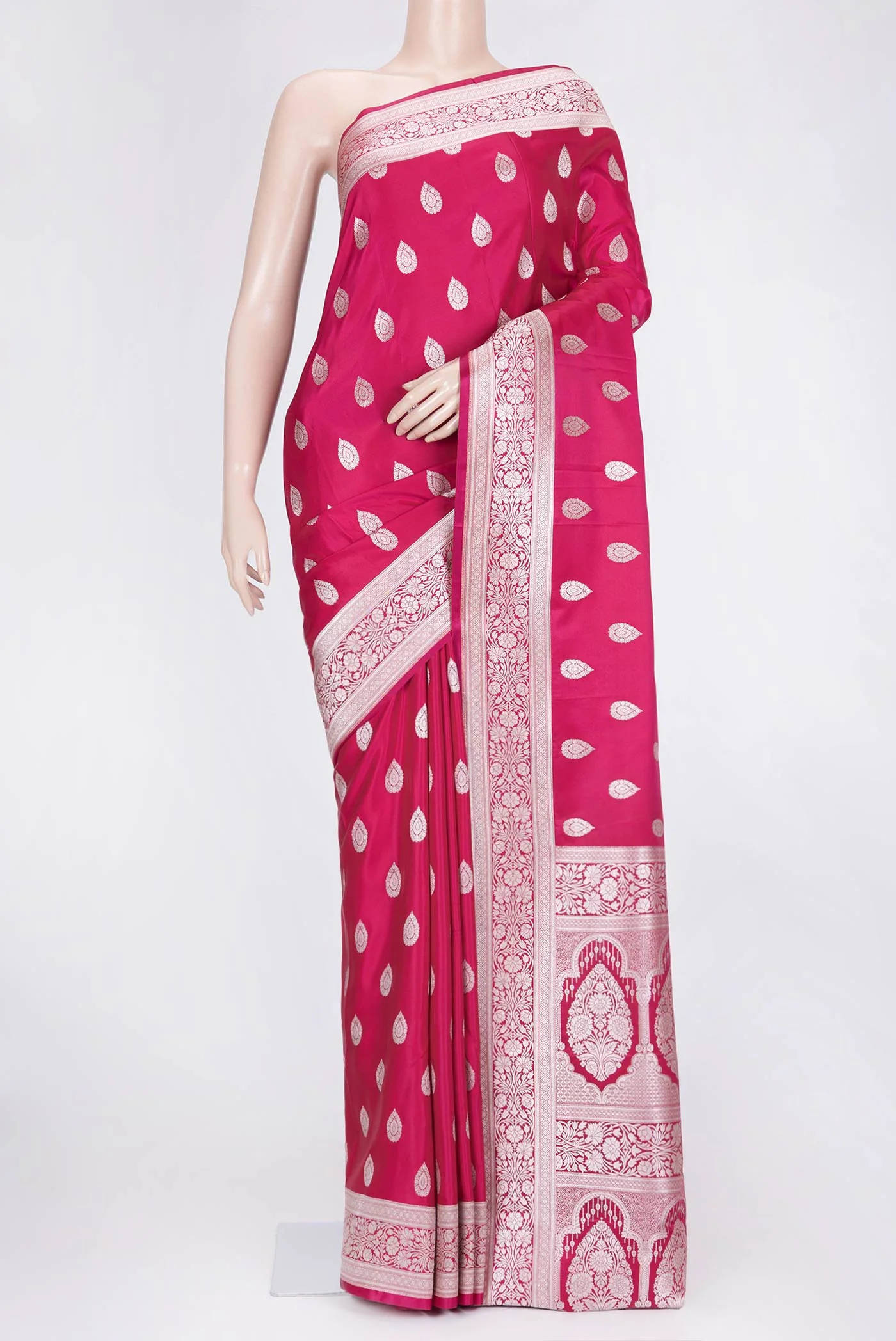 Dark Pink Blended Banarasi Silk Saree
