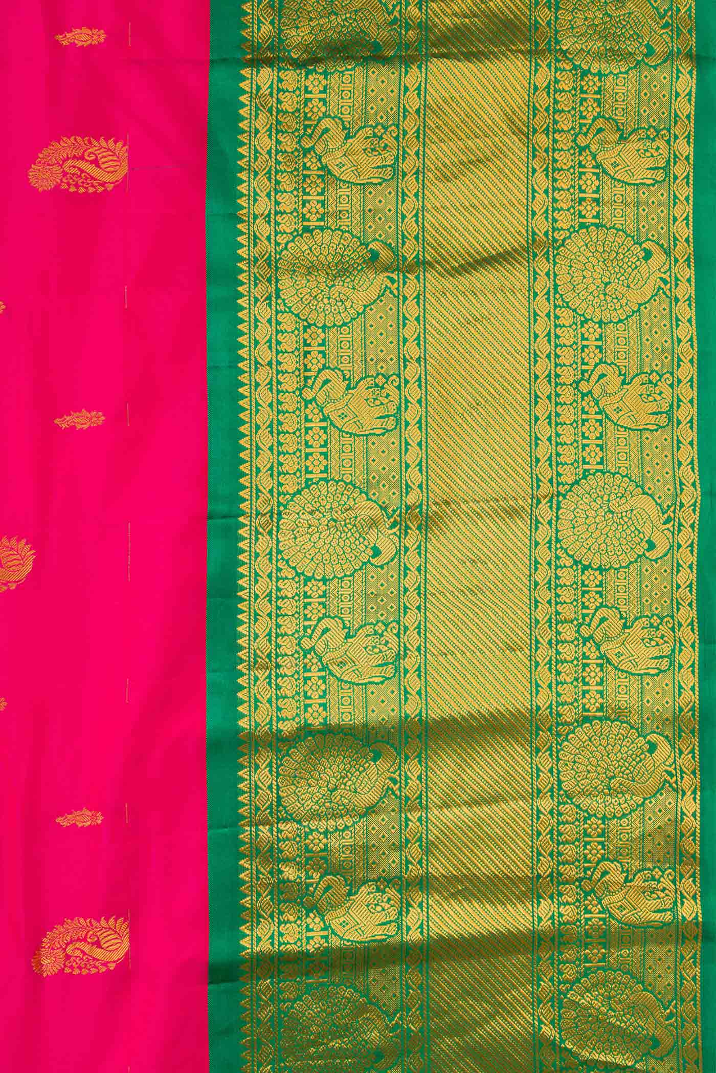 Dark Pink Dual Tone Gadwal Silk Saree - Image 3