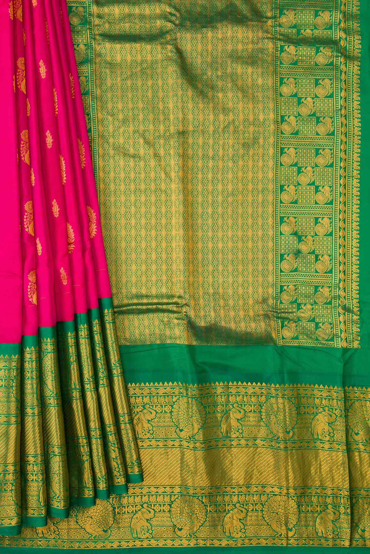 Dark Pink Dual Tone Gadwal Silk Saree - Image 4