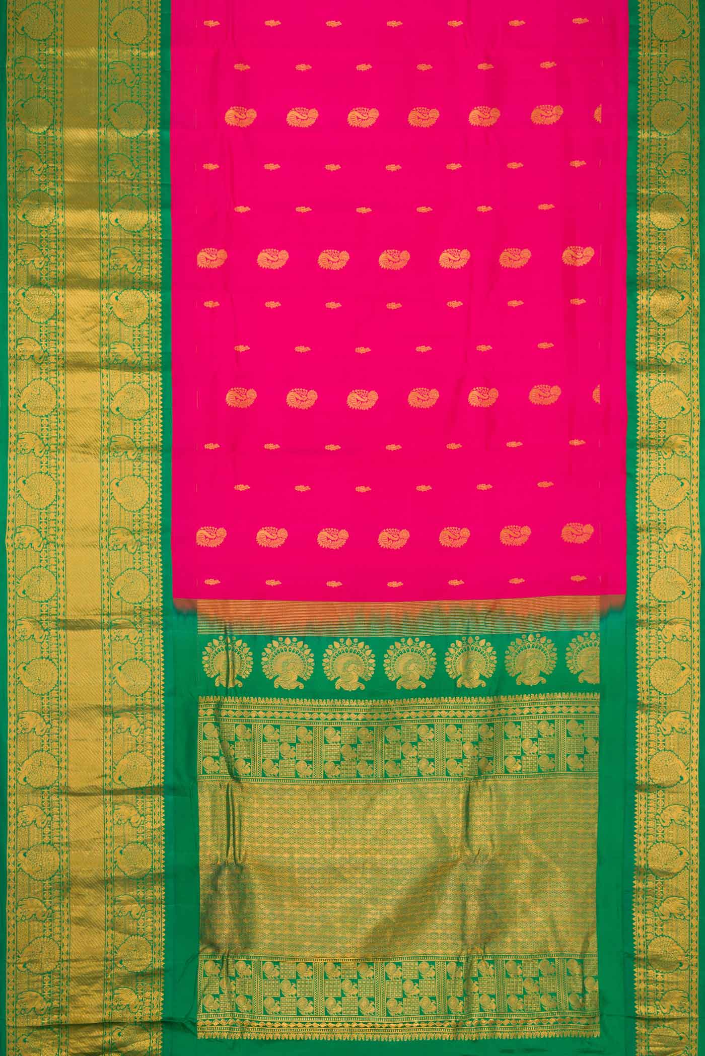 Dark Pink Dual Tone Gadwal Silk Saree - Image 6