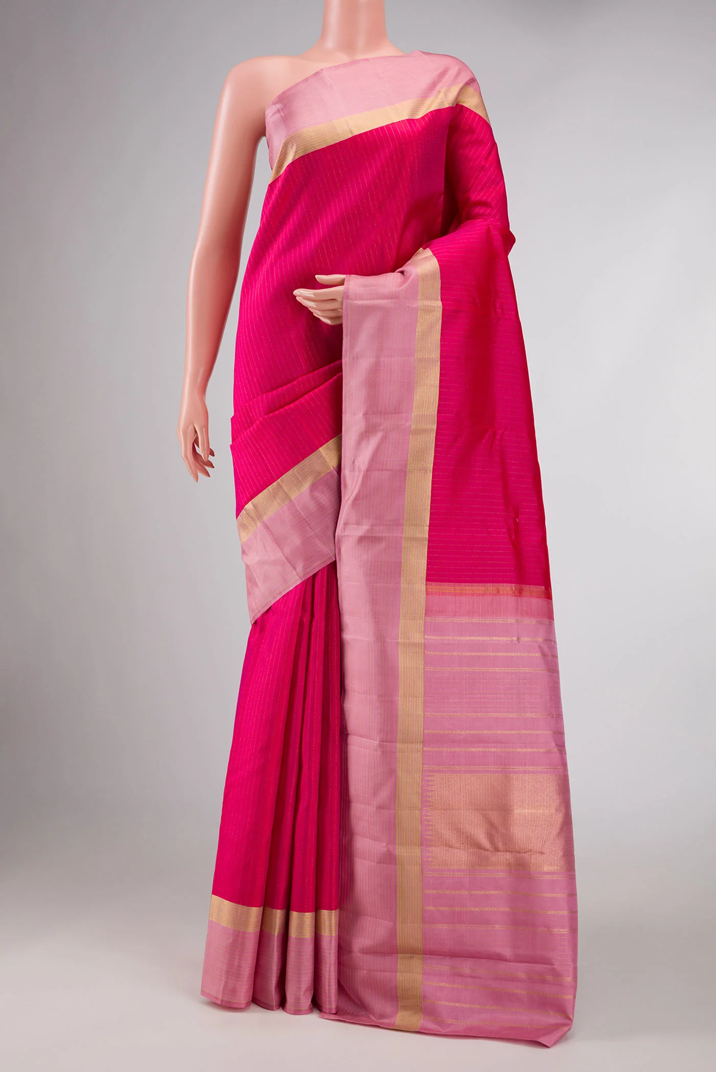 Dark Pink Dual Tone Kanjivaram Saree