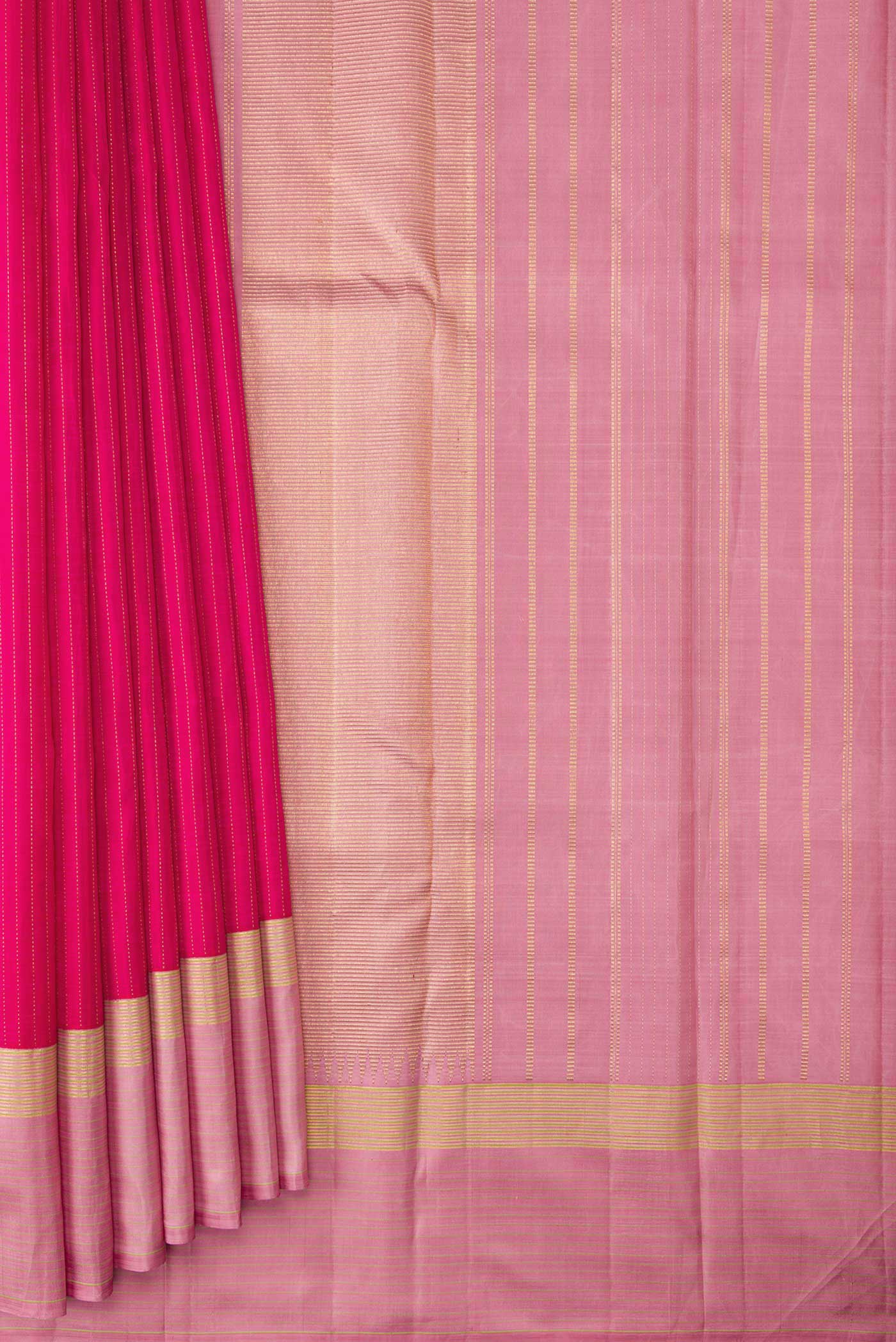 Dark Pink Dual Tone Kanjivaram Saree - Image 4