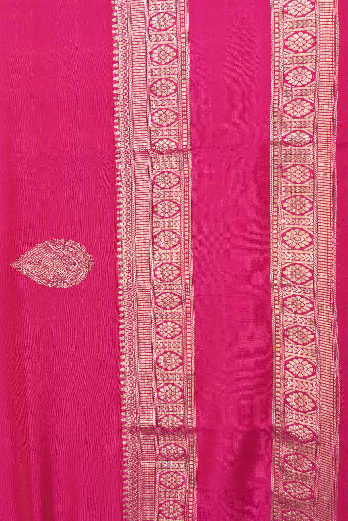 Dark Pink Dual Tone Kanjivaram Saree - Image 3