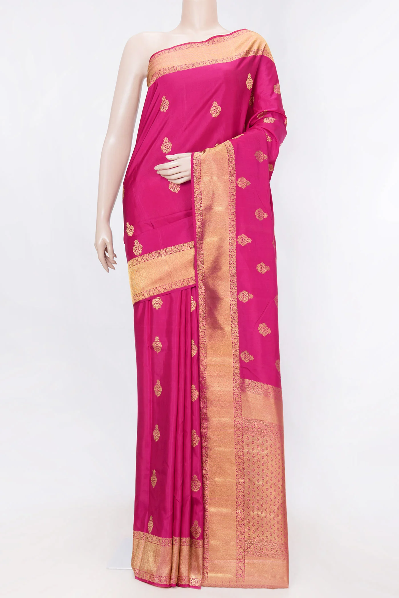 Dark Pink Dual Tone Kanchipuram Silk Saree