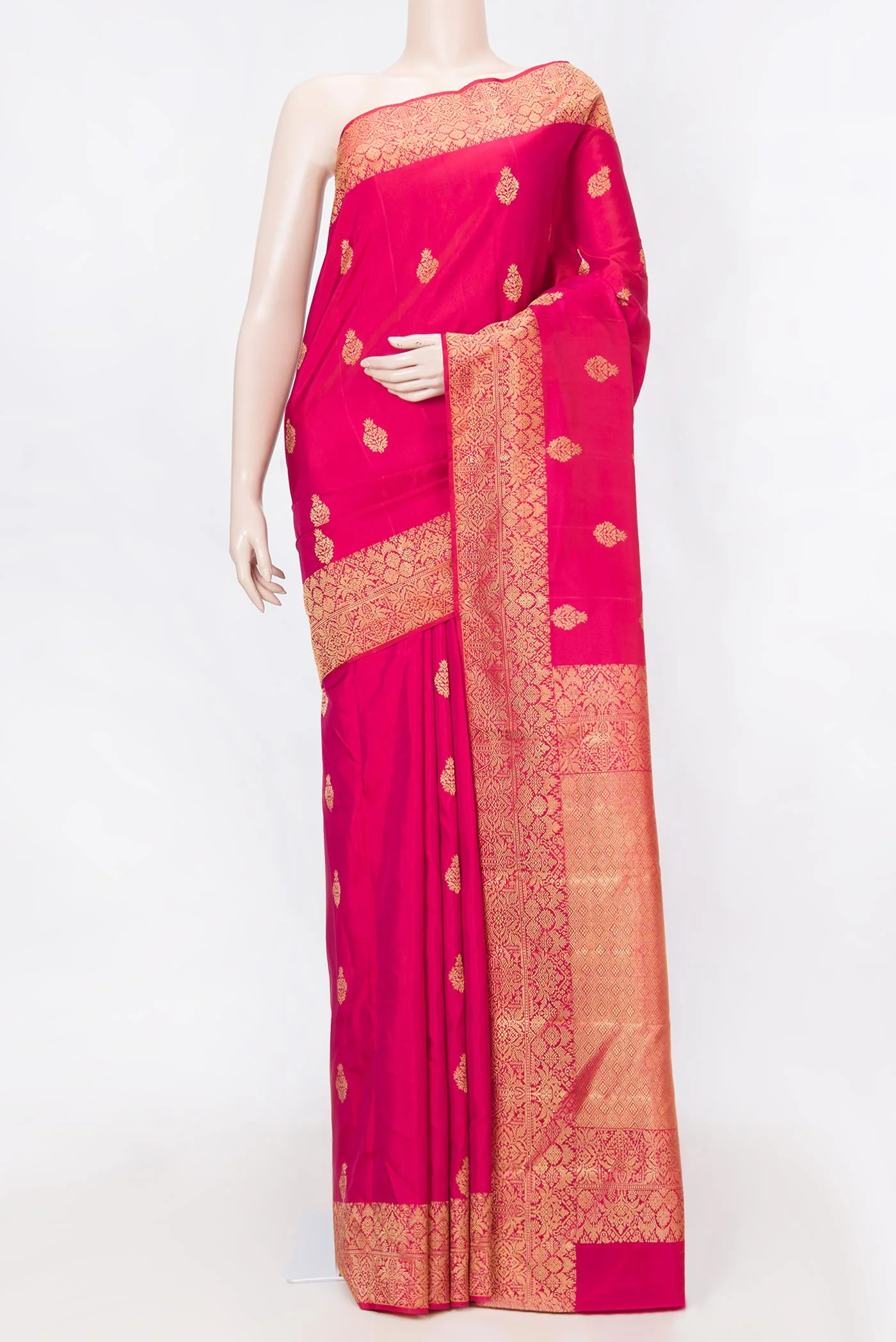 Dark Pink Dual Tone Kanjivaram Silk Saree