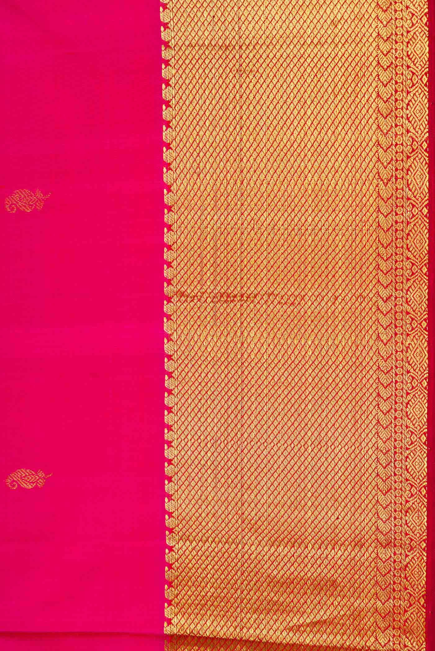 Dark Pink Dual Tone Kanjivaram Silk Saree - Image 3
