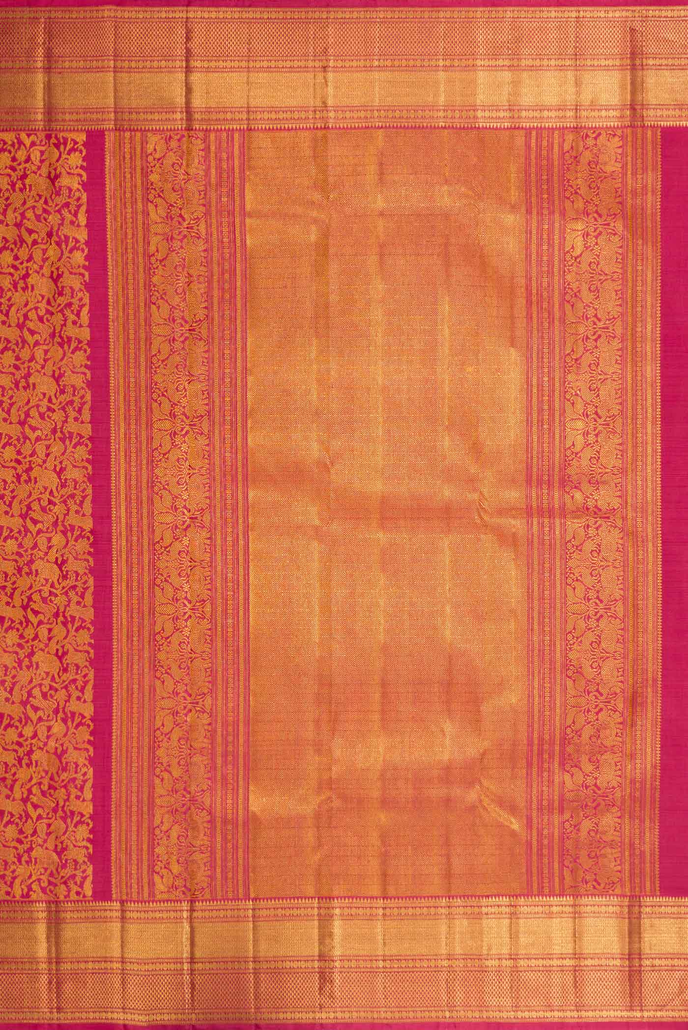 Dark Pink Dual Tone Kanchipuram Silk Saree - Image 7