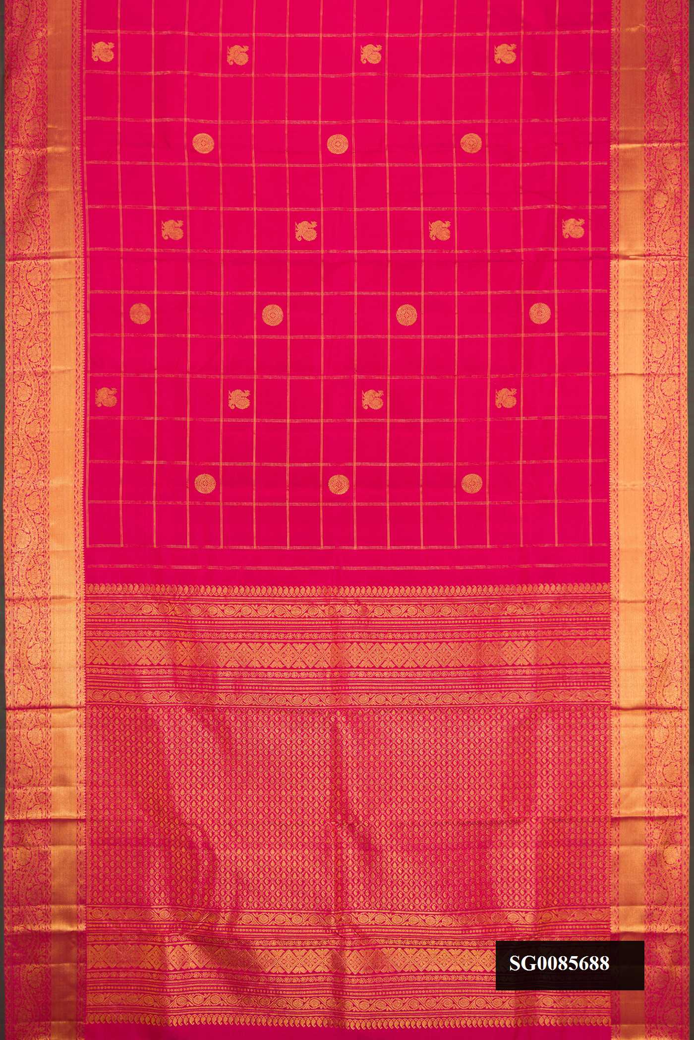 Dark Pink Dual Tone Kanchipuram Silk Saree
