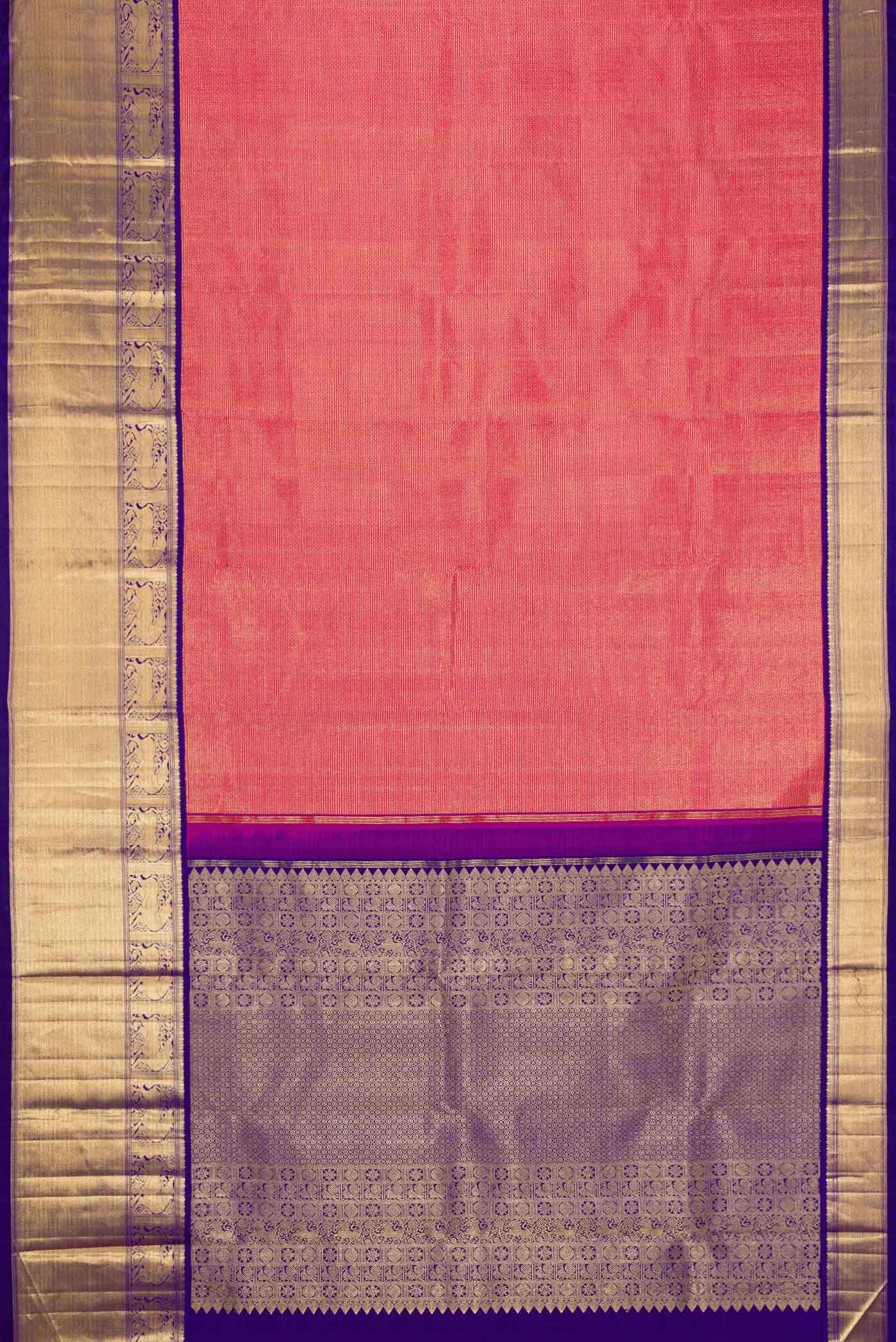 Dark Pink Dual Tone Kanchipuram Silk Saree - Image 6