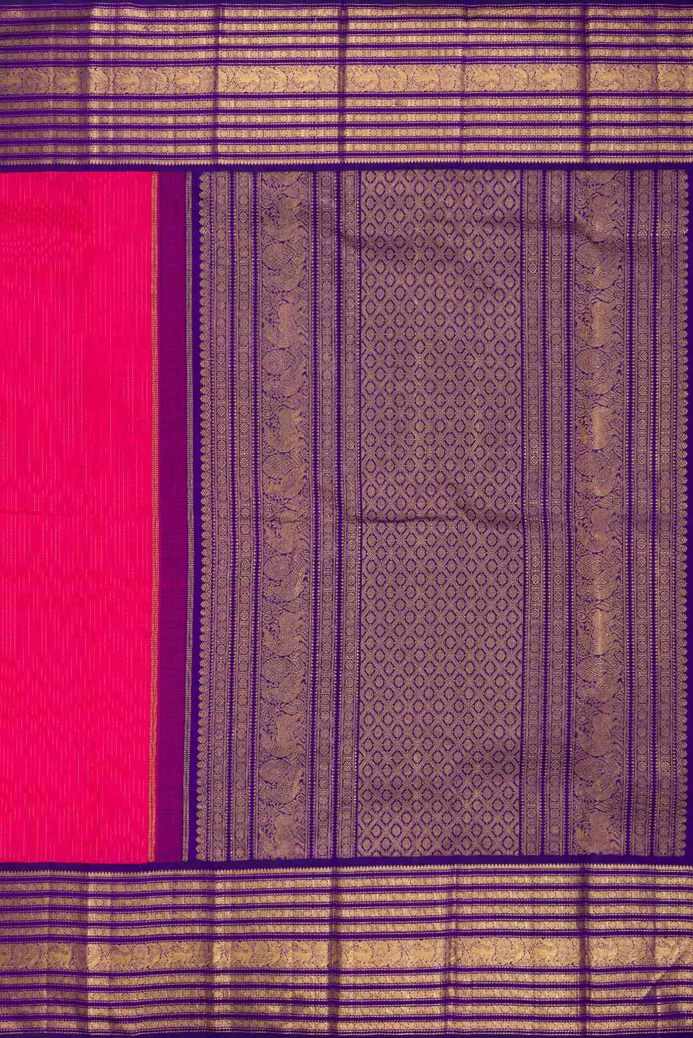 Dark Pink Dual Tone Kanjivaram Silk Saree - Image 7