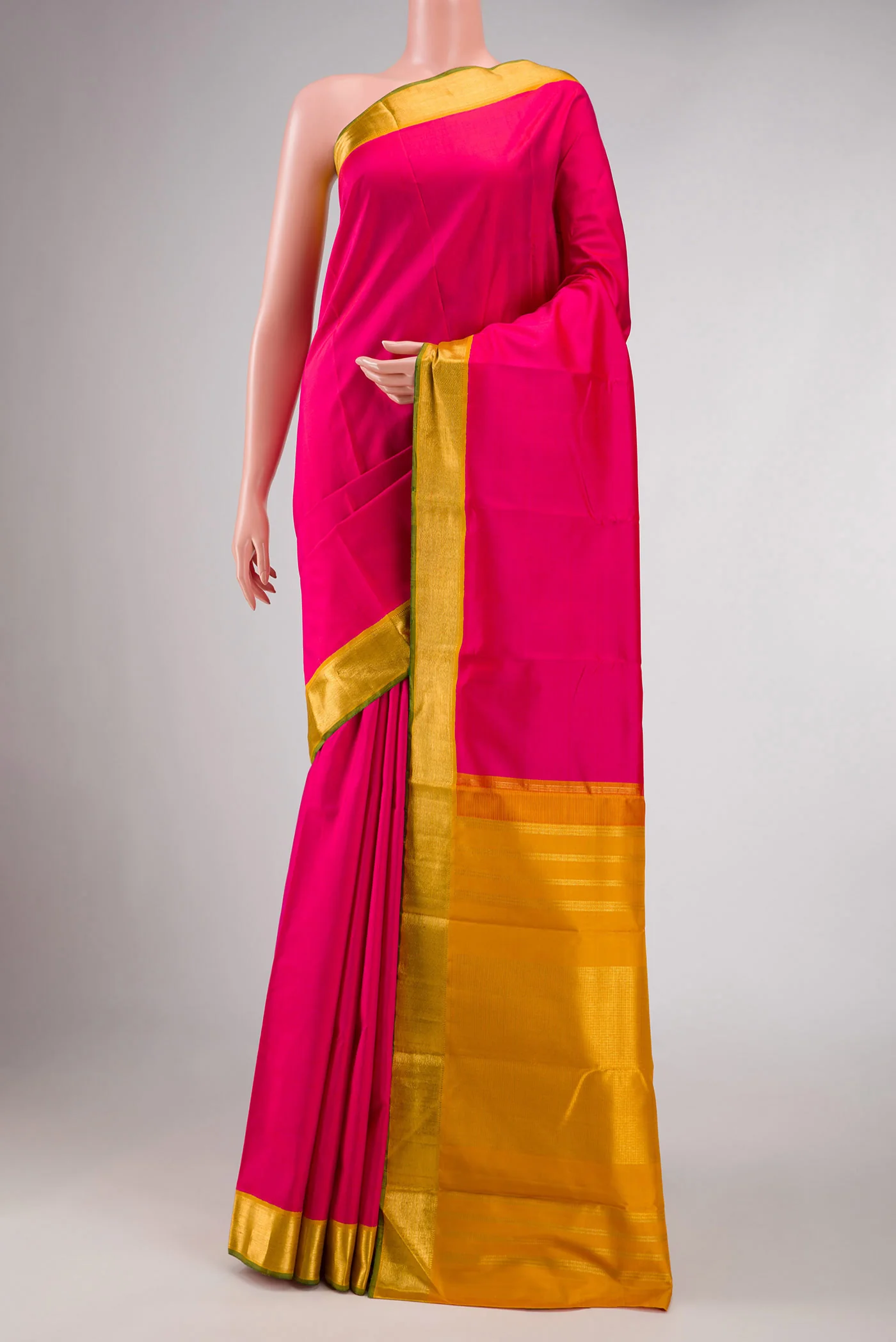 Dark Pink Dual Tone Kanjivaram Silk Saree