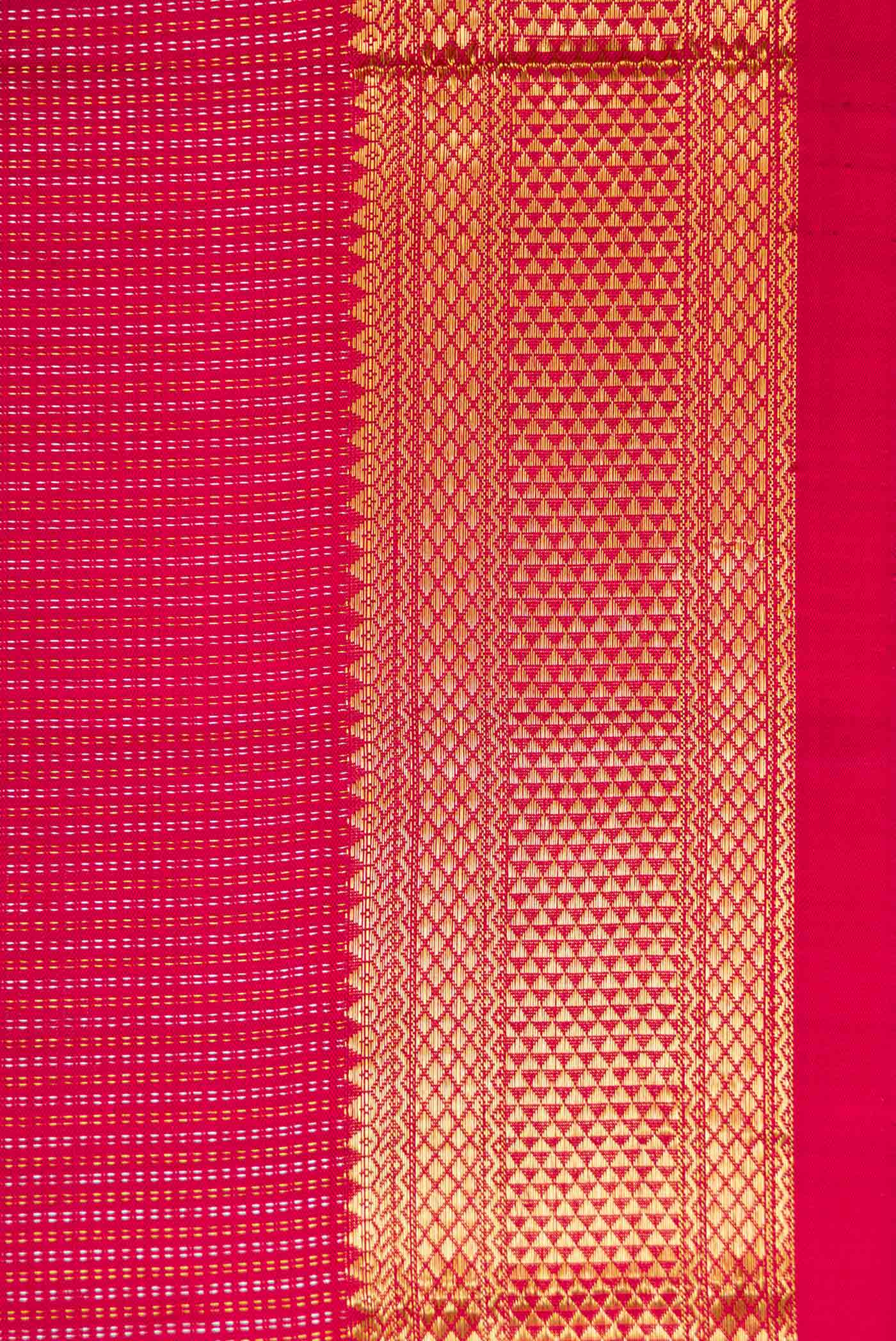 Dark Pink Dual Tone Kanchipuram Silk Saree - Image 3