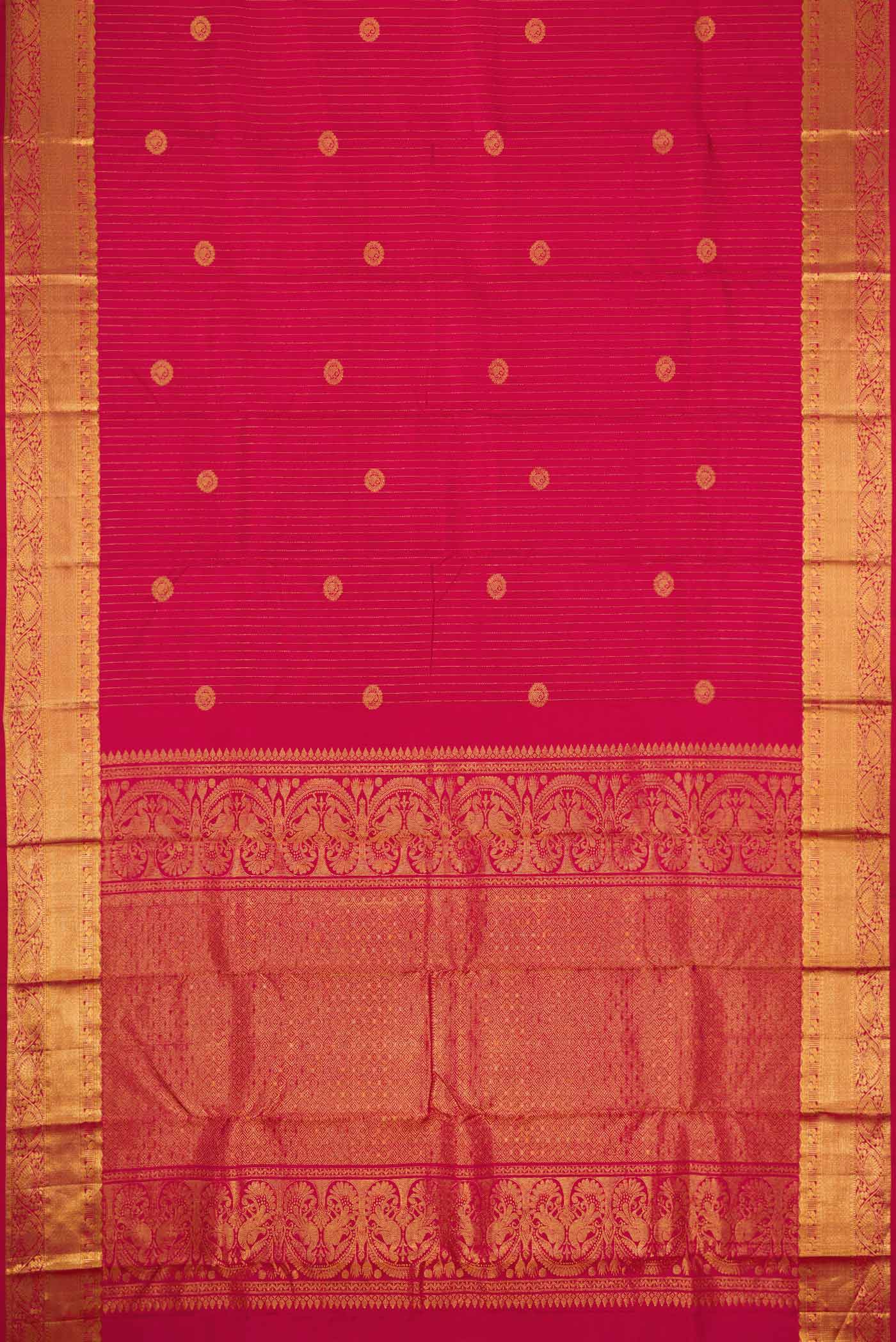 Dark Pink Dual Tone Kanjivaram Silk Saree - Image 6
