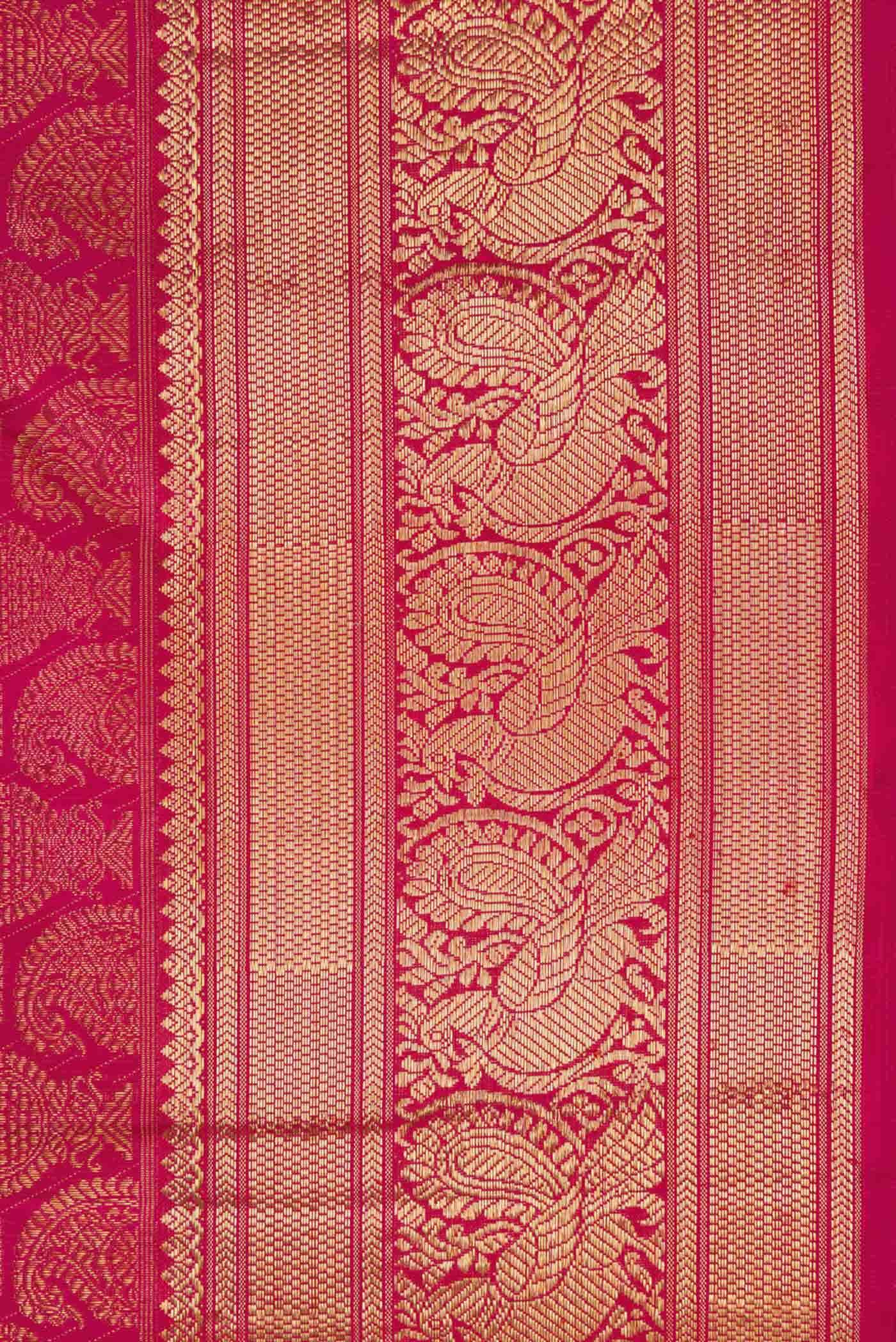 Pure Silk Pure Zari Dark Pink Dual Tone Kanchipuram Saree - Image 6