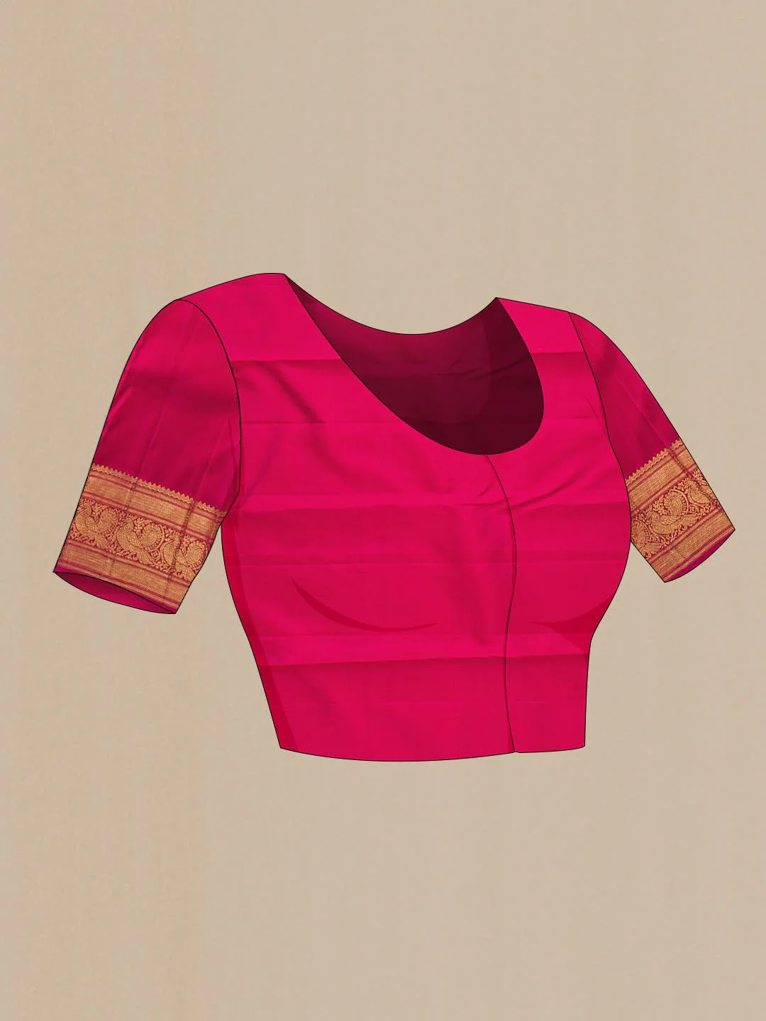 Pure Silk Pure Zari Dark Pink Dual Tone Kanchipuram Saree - Image 7