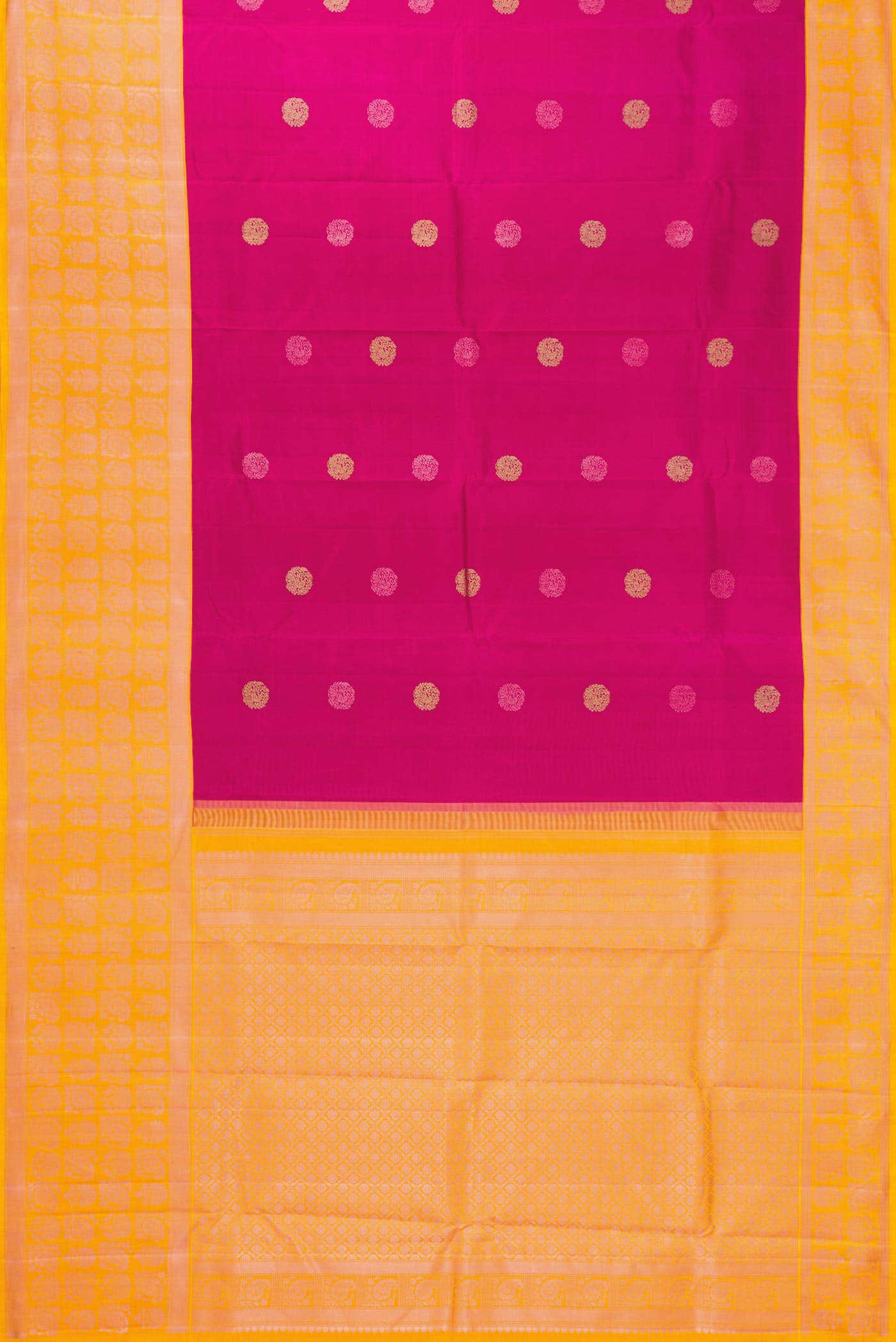 Dark Pink Dual Tone Kanjivaram Silk Saree - Image 4