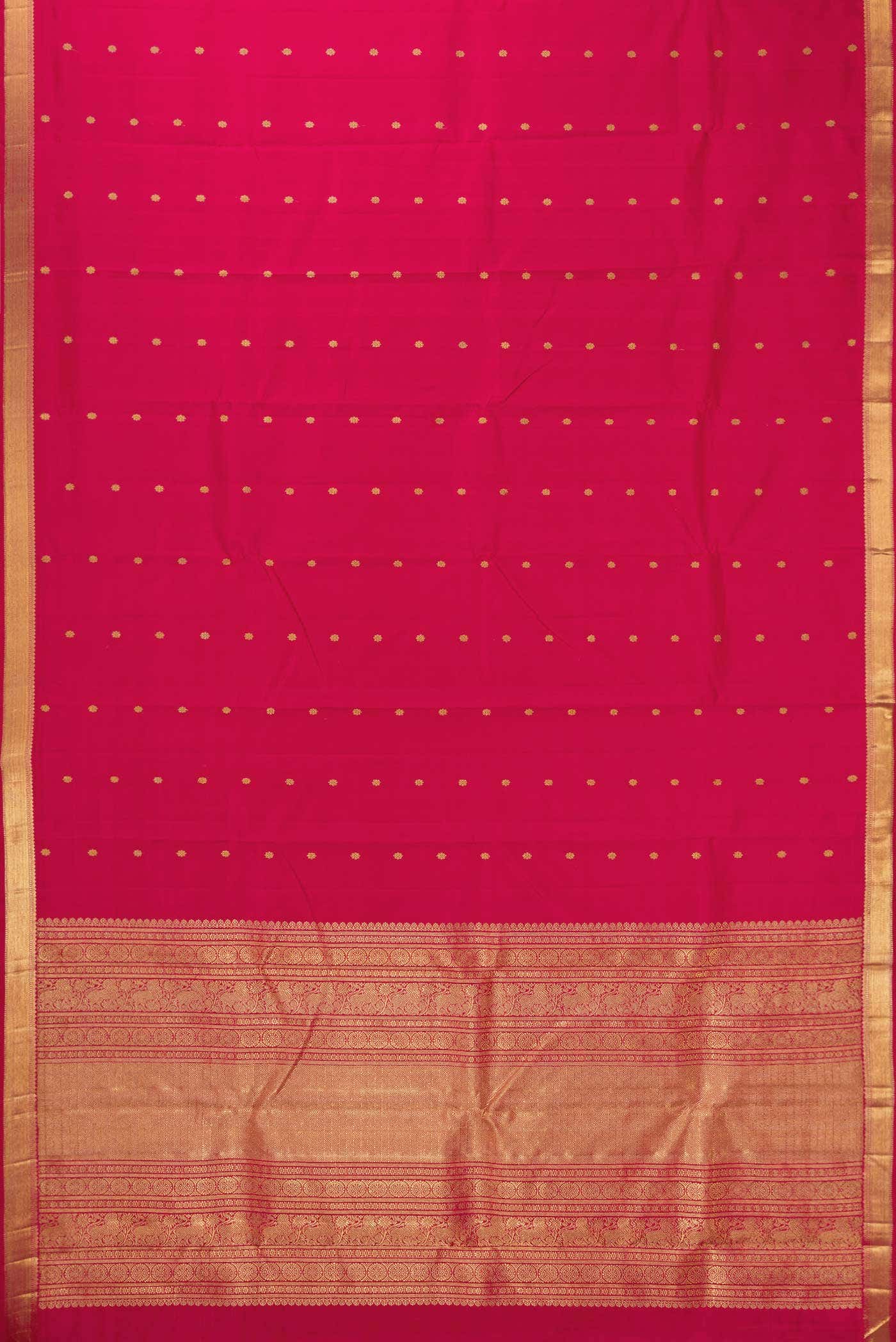 Pure Silk Pure Zari Dark Pink Dual Tone Kanchipuram Saree - Image 4
