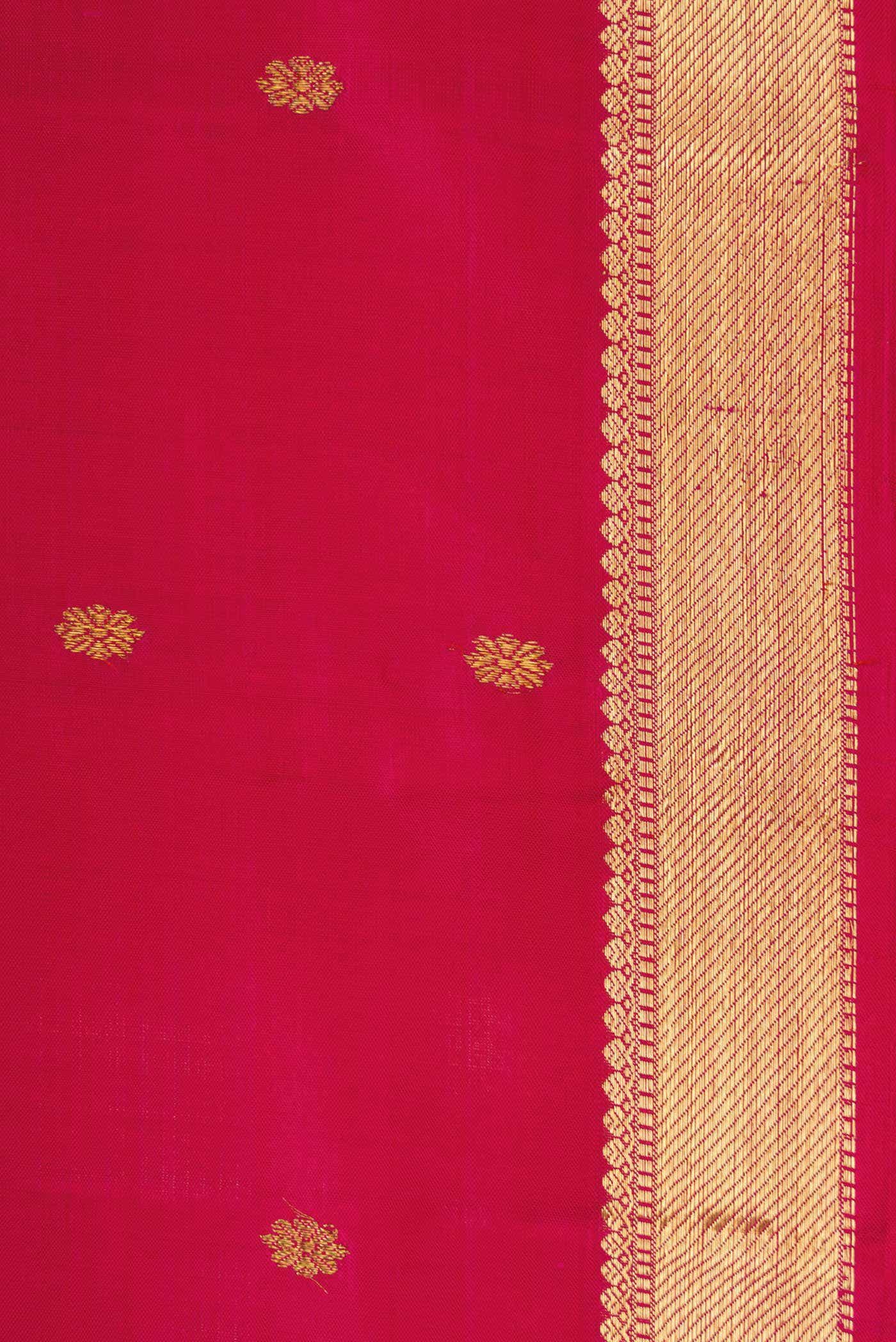 Pure Silk Pure Zari Dark Pink Dual Tone Kanchipuram Saree - Image 6